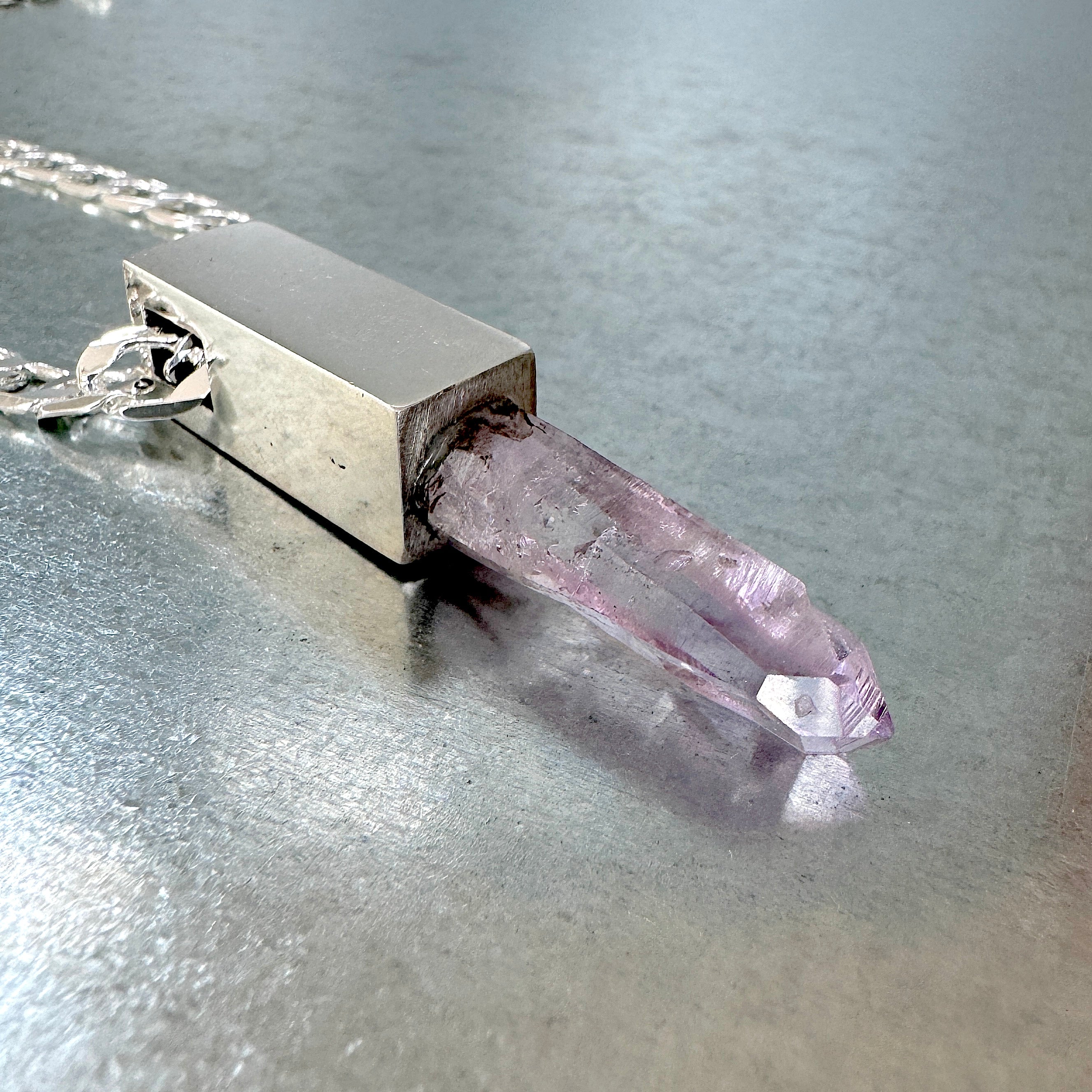 CRYSTAL TALISMAN PENDANT NECKLACE ON STERLING SILVER BASE