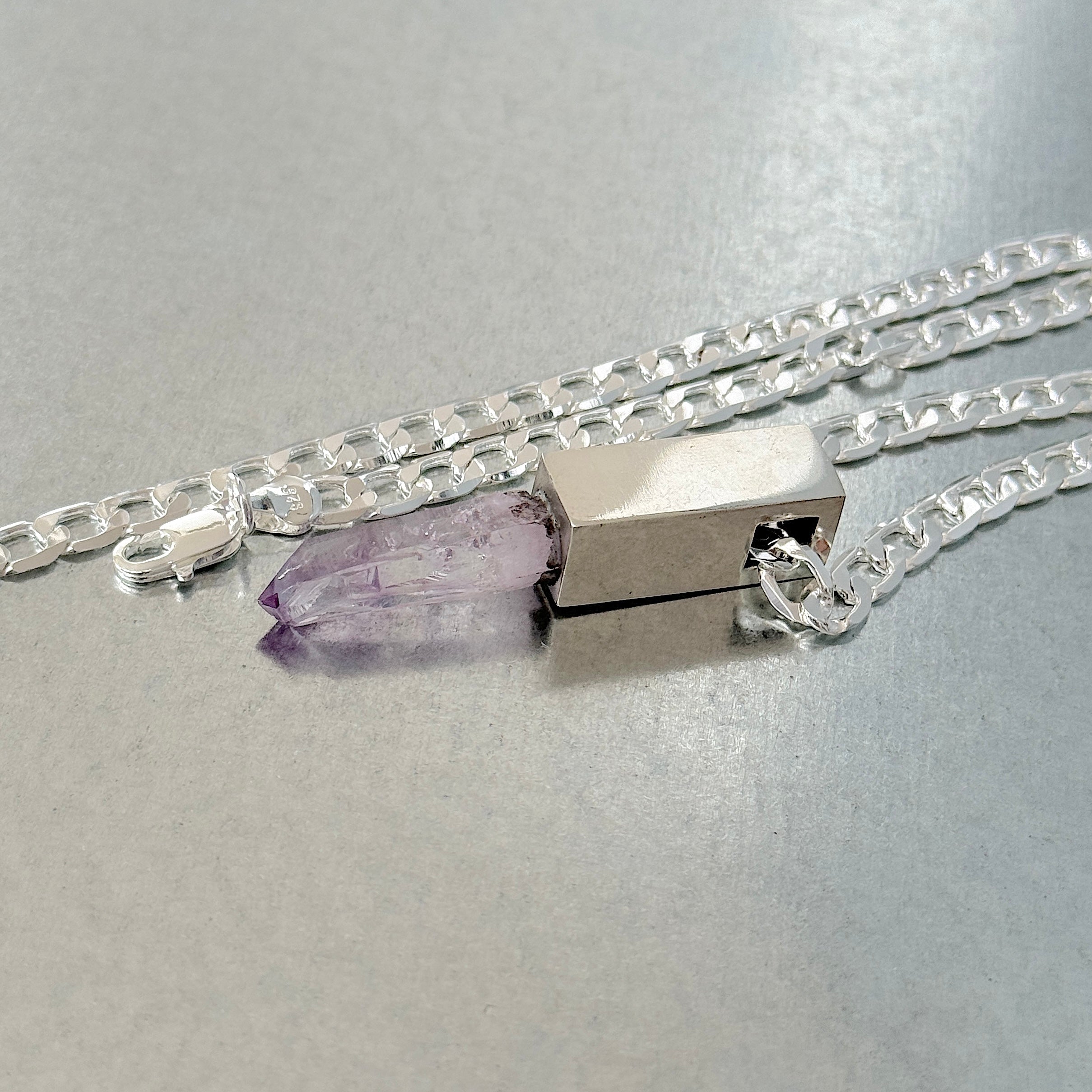 CRYSTAL TALISMAN PENDANT NECKLACE ON STERLING SILVER BASE