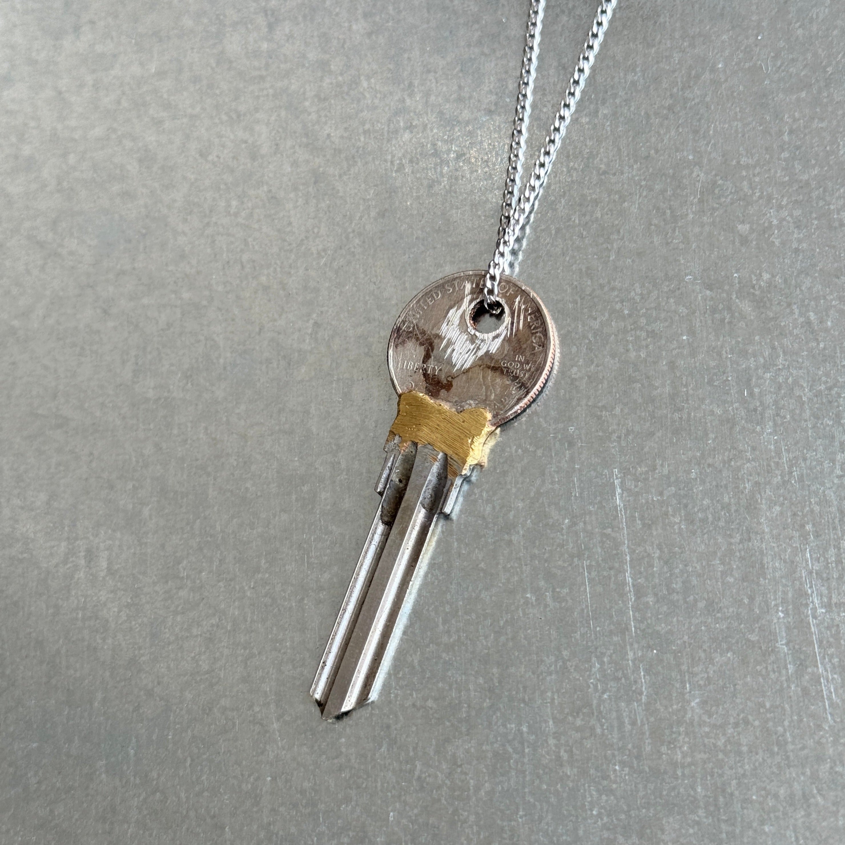 quarter with key pendant necklace industrial jewelry 