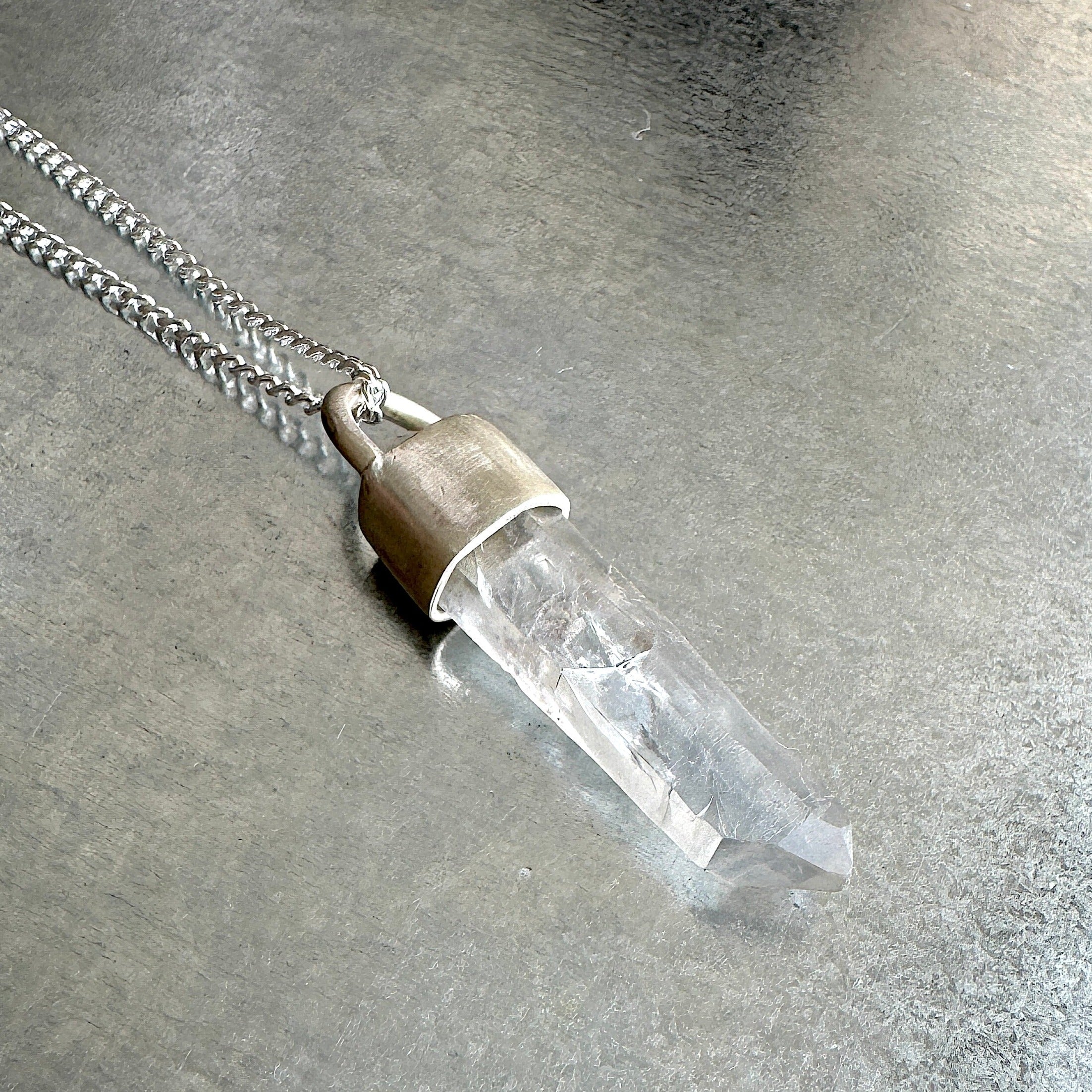 CRYSTAL TALISMAN PENDANT NECKLACE ON STERLING SILVER BASE