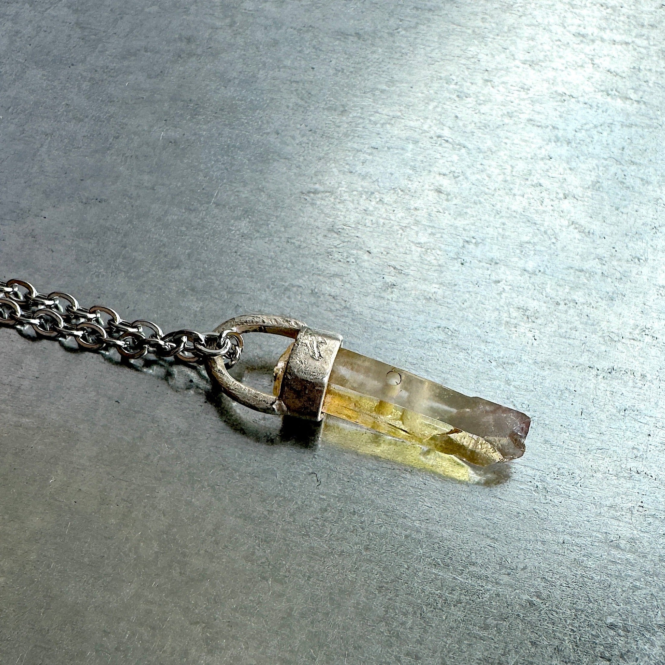 CRYSTAL TALISMAN PENDANT NECKLACE ON STERLING SILVER BASE