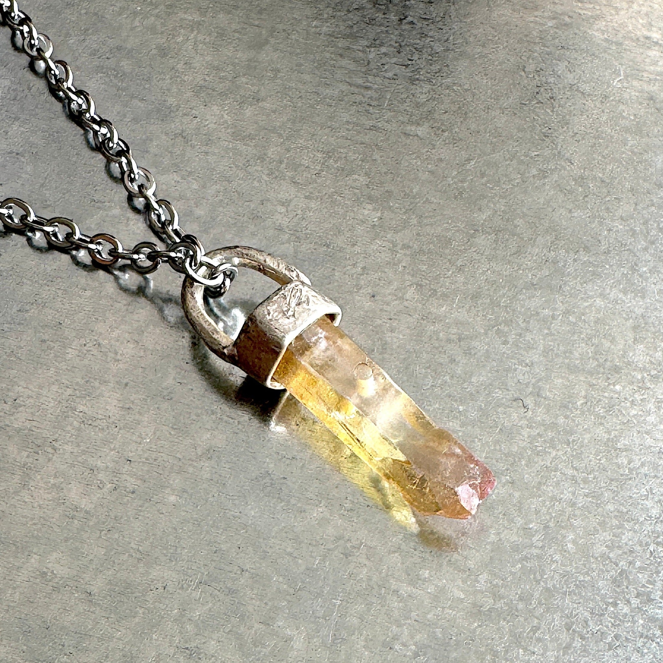 CRYSTAL TALISMAN PENDANT NECKLACE ON STERLING SILVER BASE