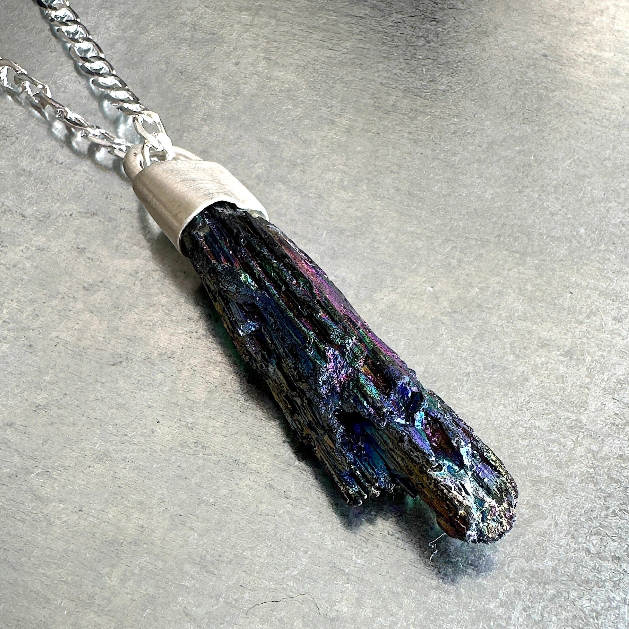 CRYSTAL TALISMAN PENDANT NECKLACE ON STERLING SILVER BASE