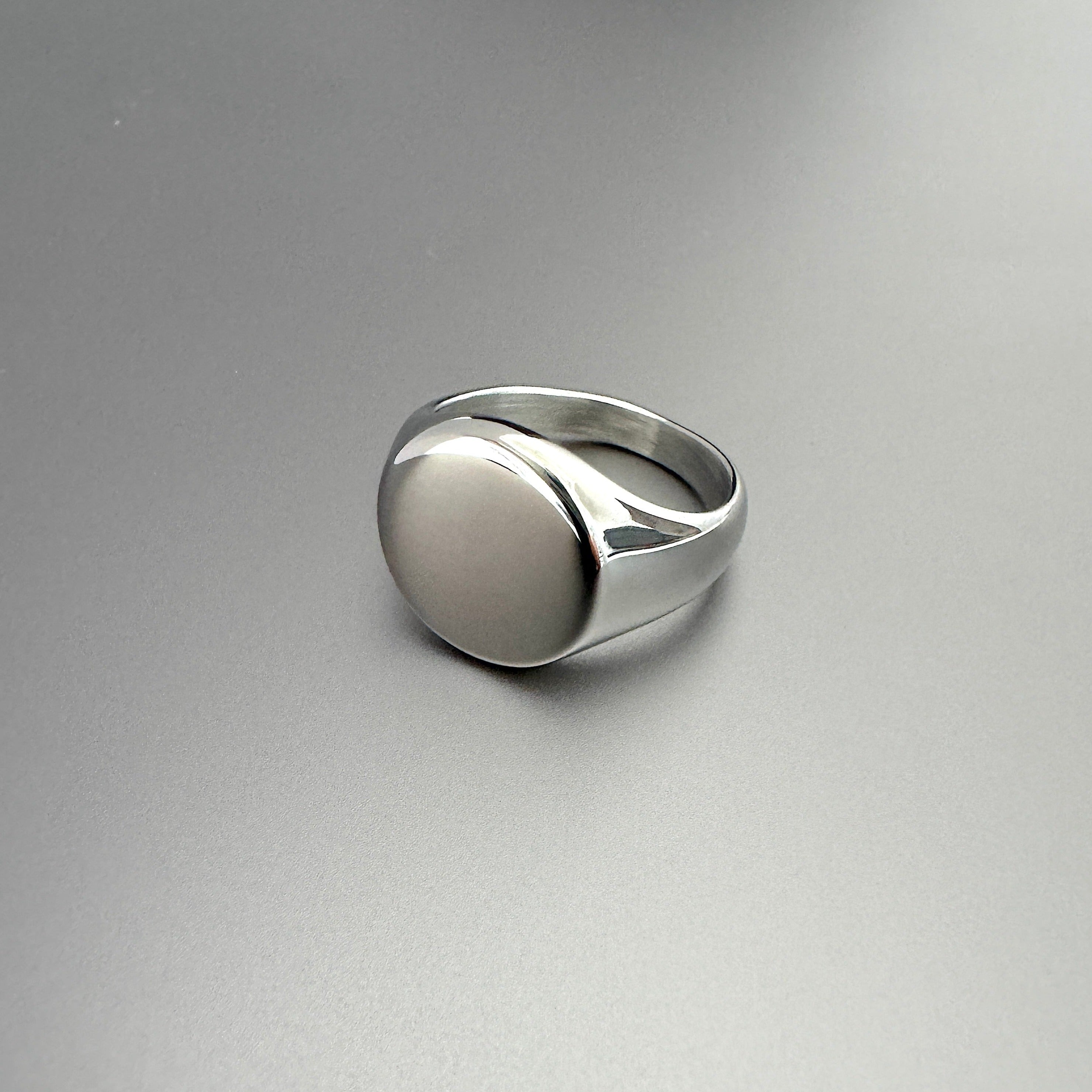 mens polished silver stainless steel ring