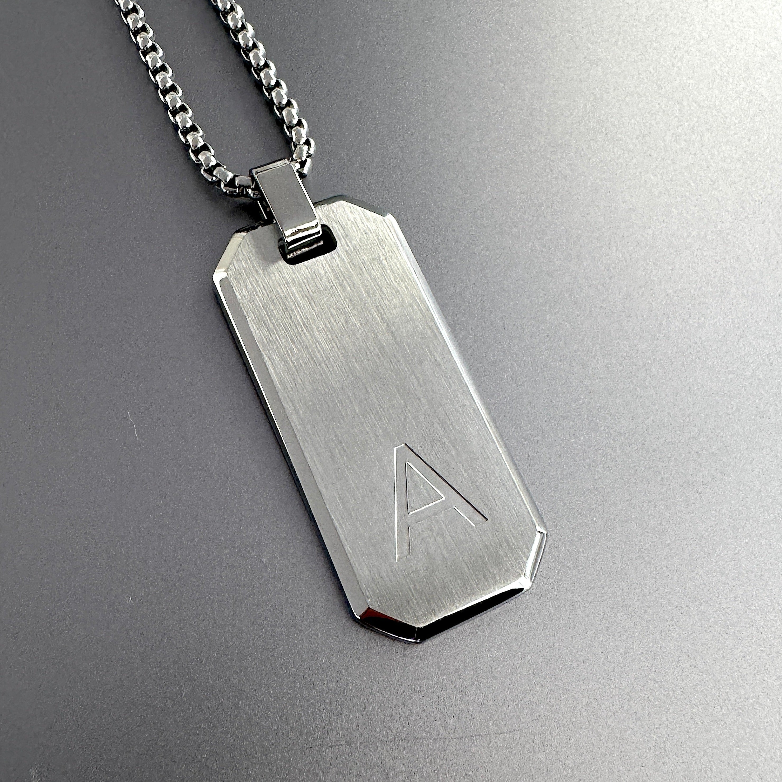 mens initial pendant necklace stainless steel letter pendant