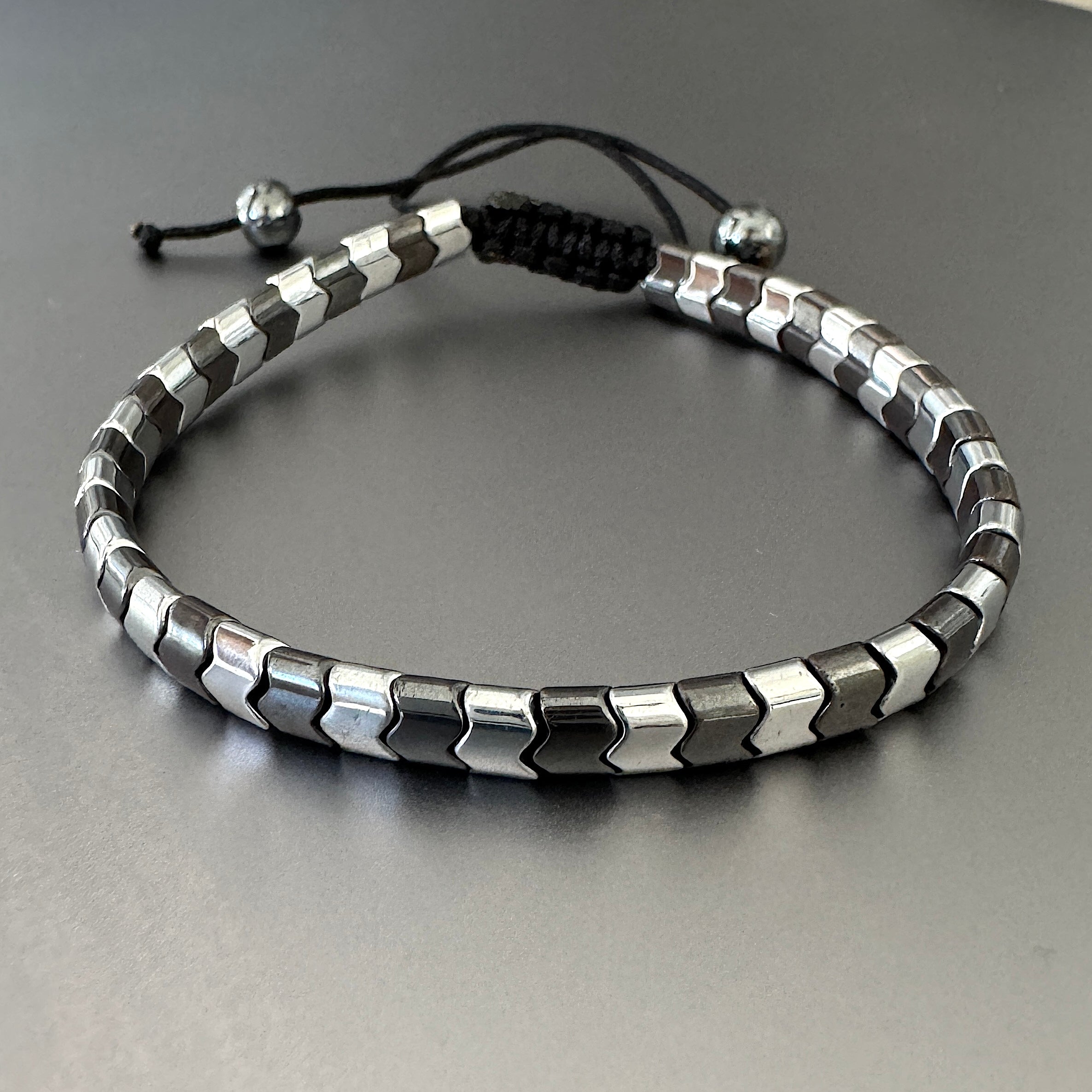 Colored Hematite Link Bracelet, 4mm