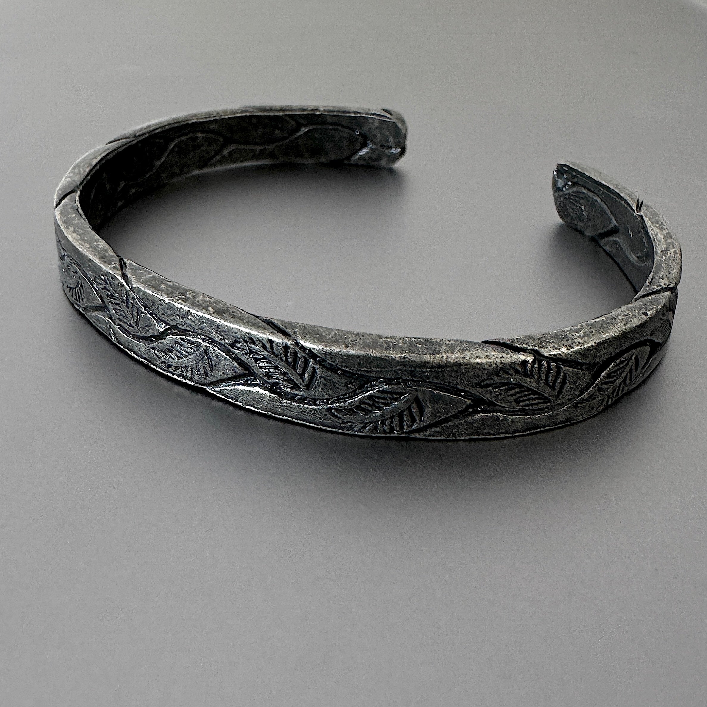 Etched Leaf Cuff Bracelet, 6mm