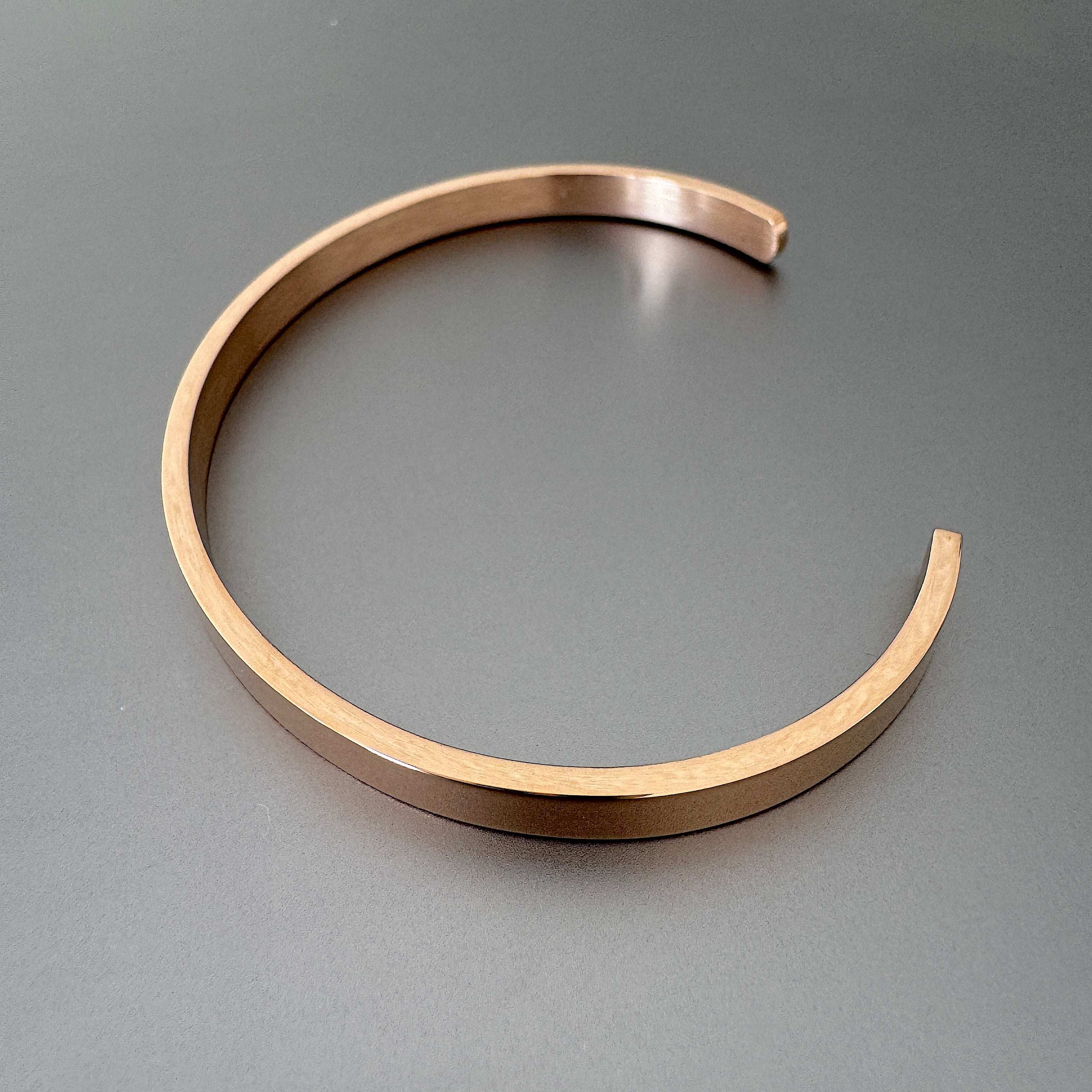 mens silver 5mm stainless steel cuff bracelet rose gold