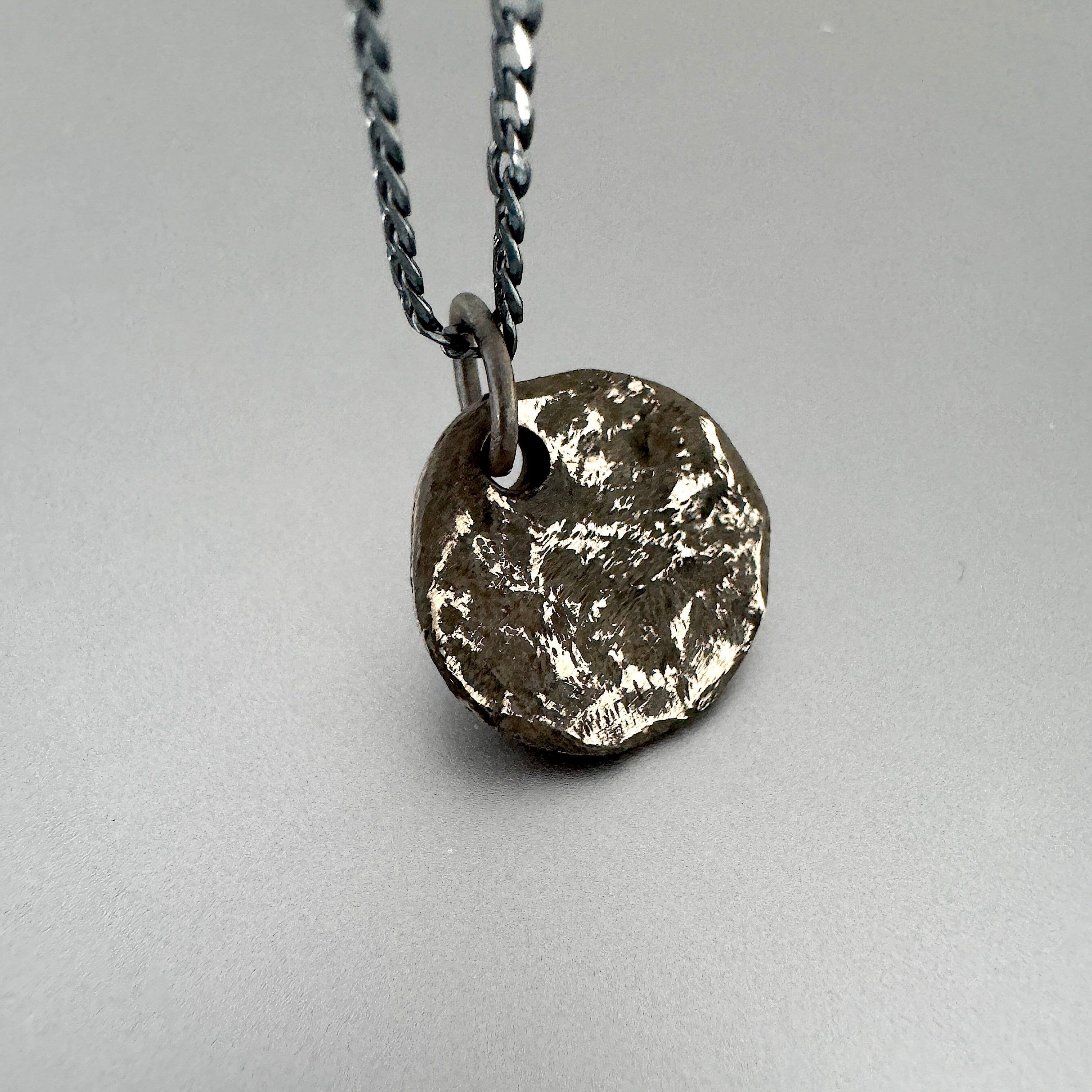 Sterling Silver Oxidized Round Pendant Necklace