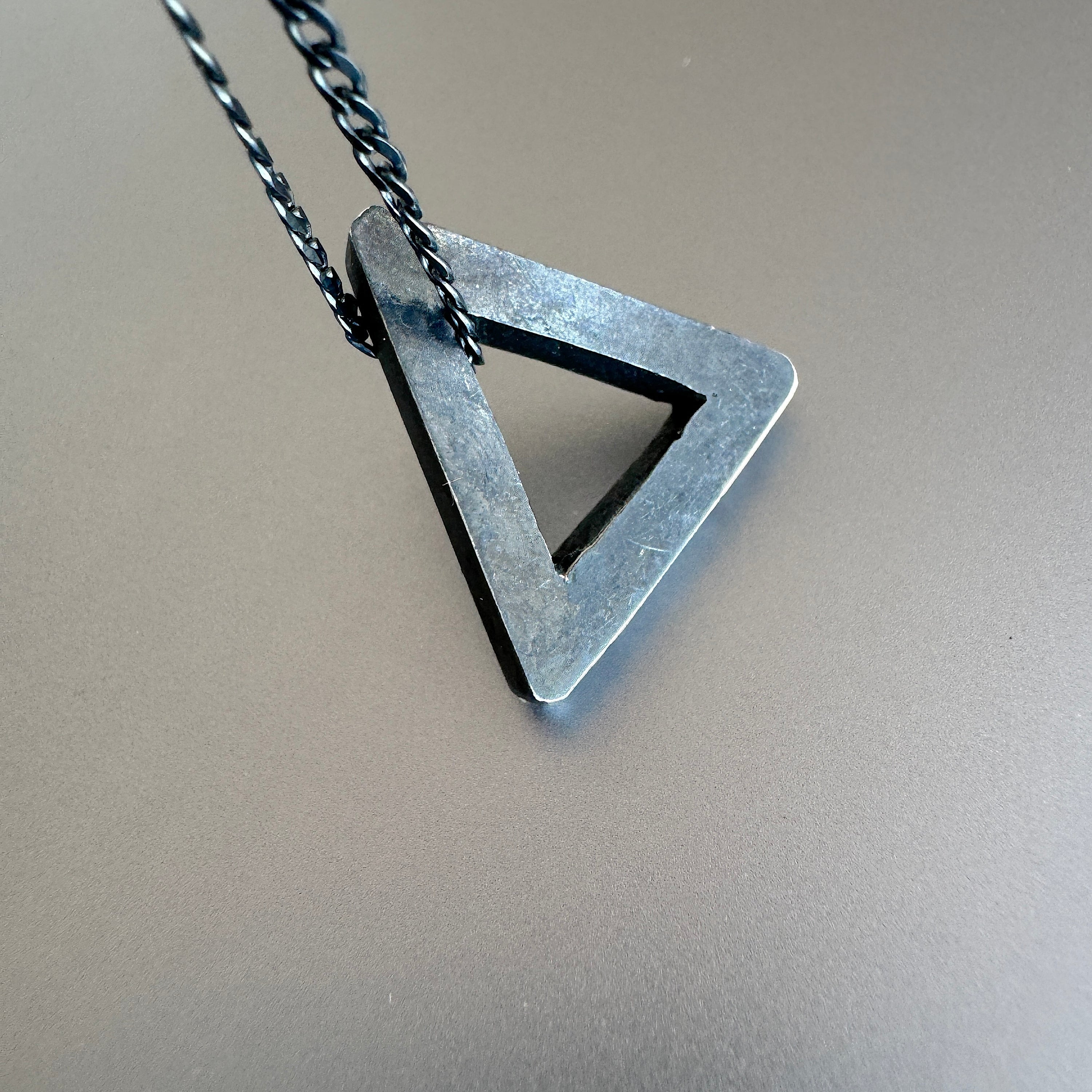 Sterling Silver Oxidized Triangle Pendant Necklace