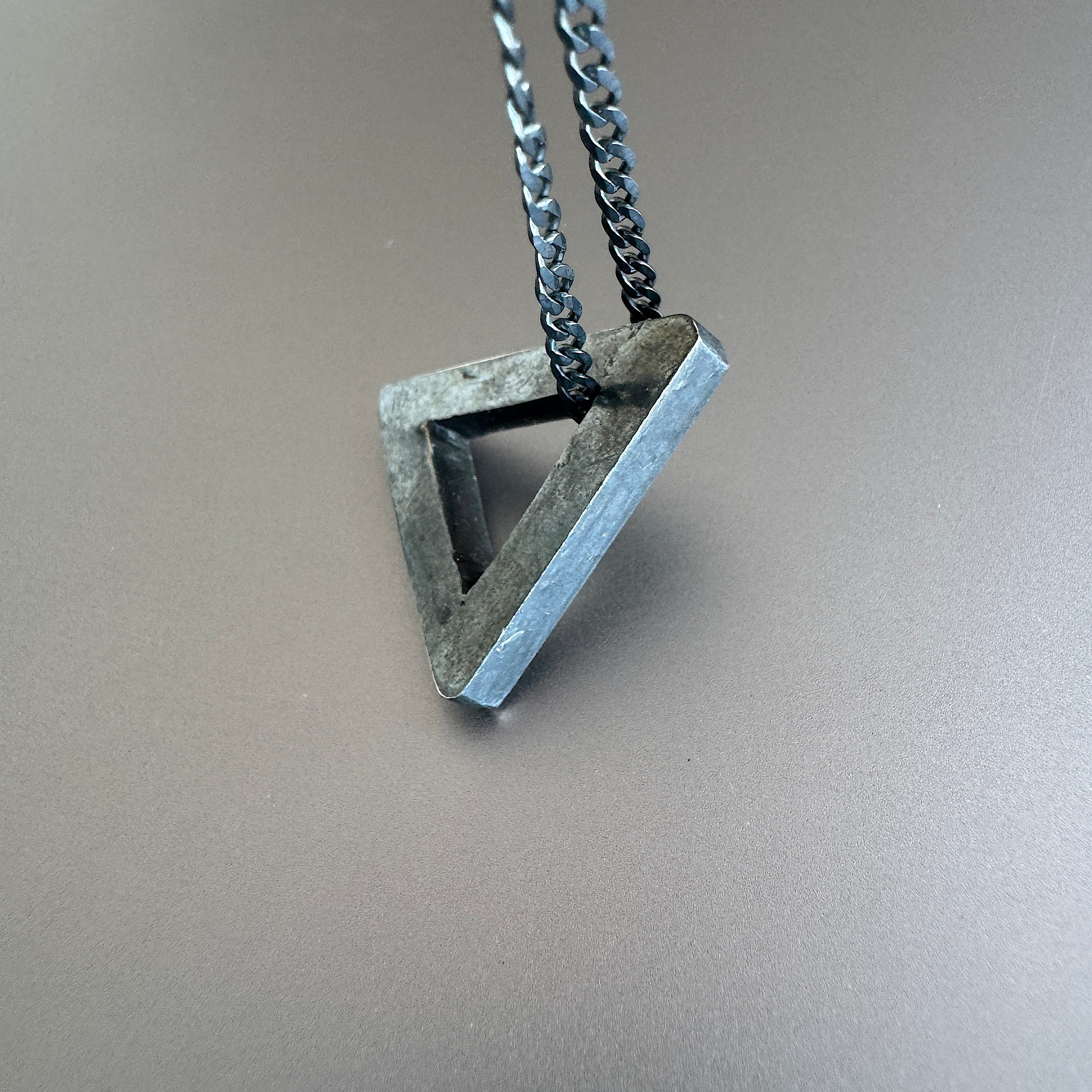 Sterling Silver Oxidized Triangle Pendant Necklace