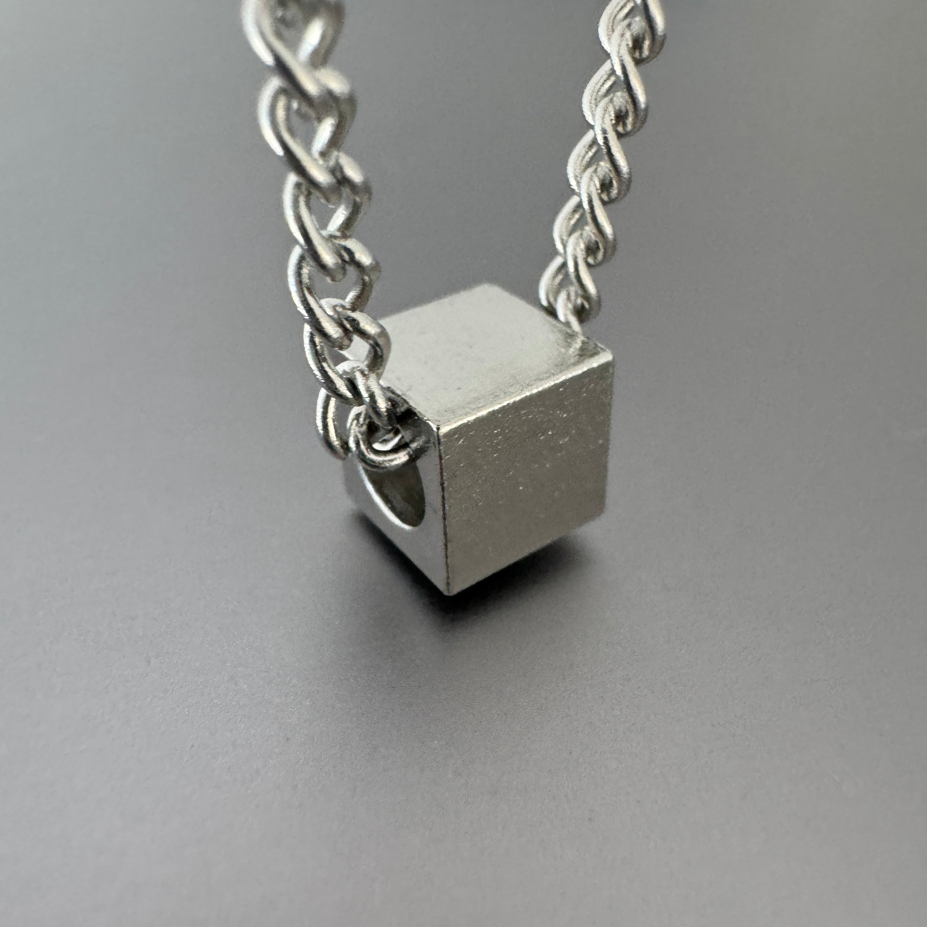 Geometric Silver Cube Pendant