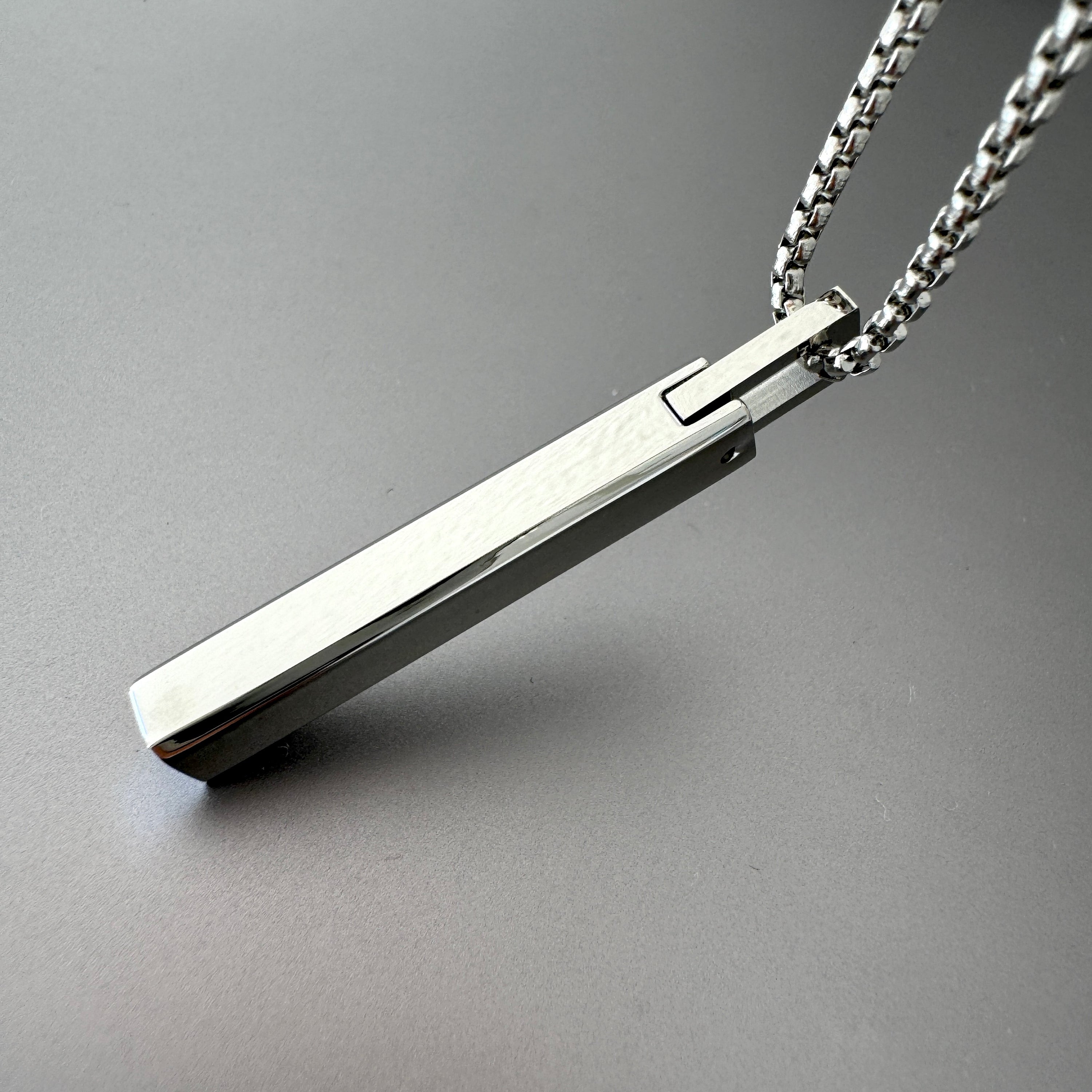 Silver Bar Pendant with Geometric Arc