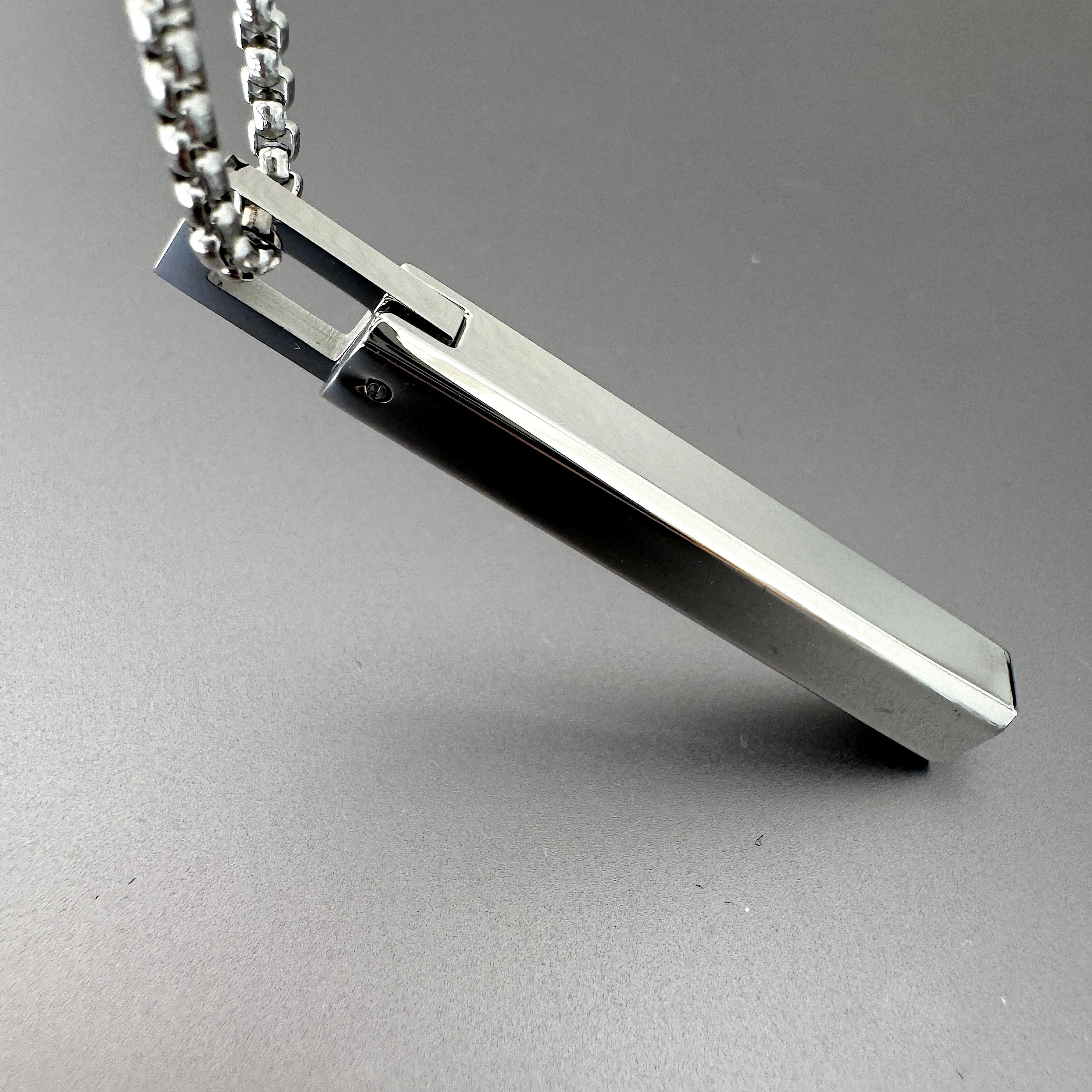 Silver Bar Pendant with Geometric Arc