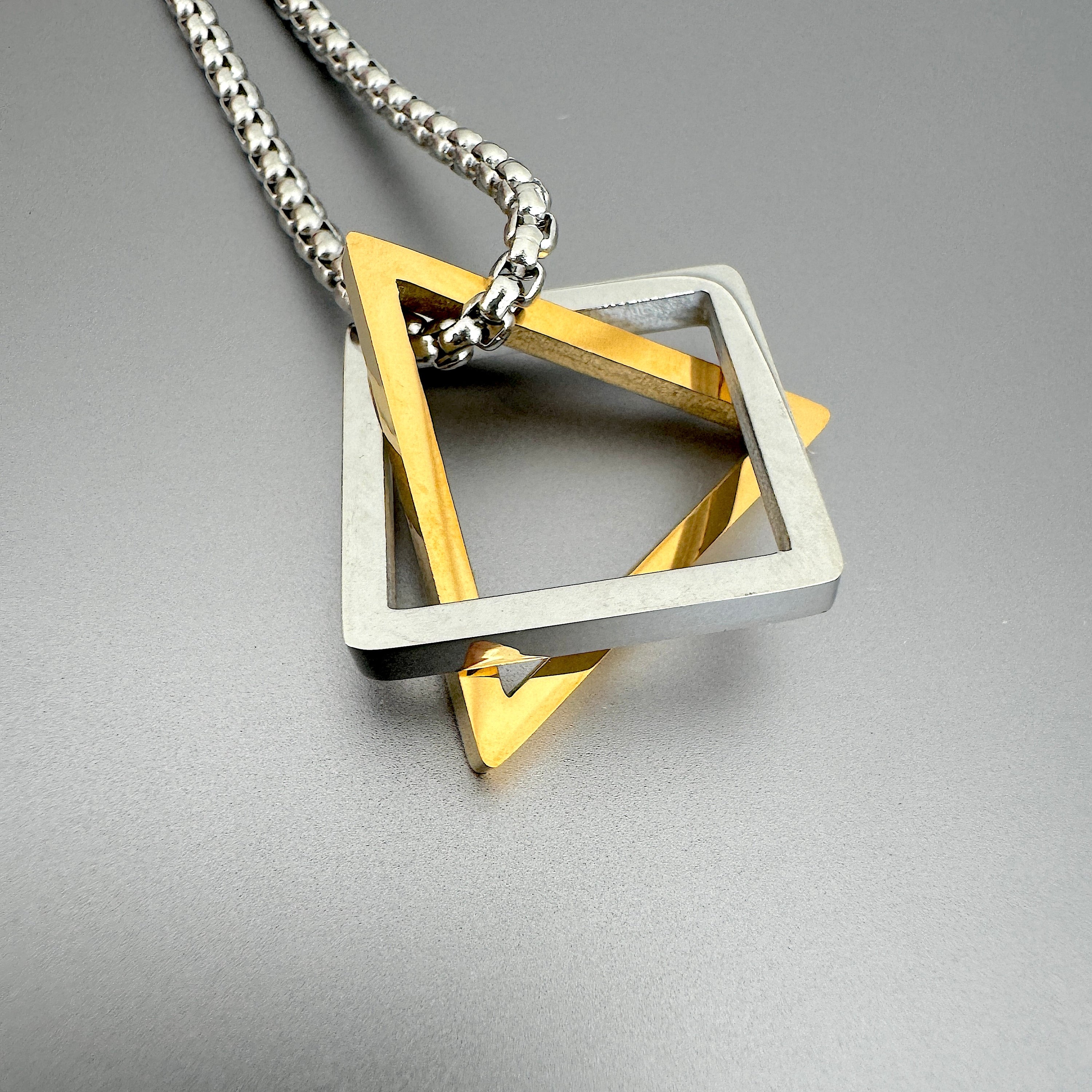 Geometric Interlocking Triangle Square Pendant