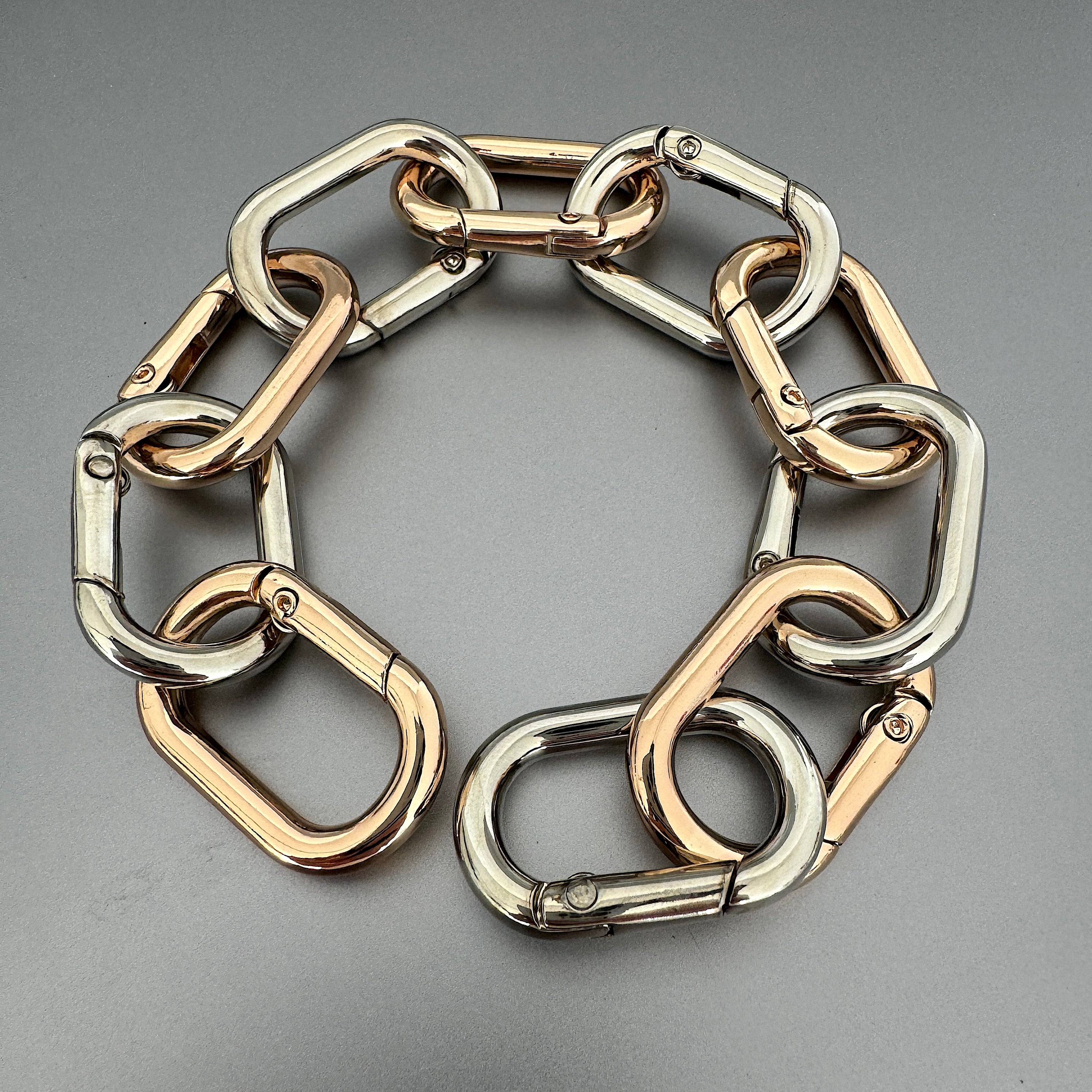 Heavy Duty Link Chain Bracelet - Silver / Rose Gold