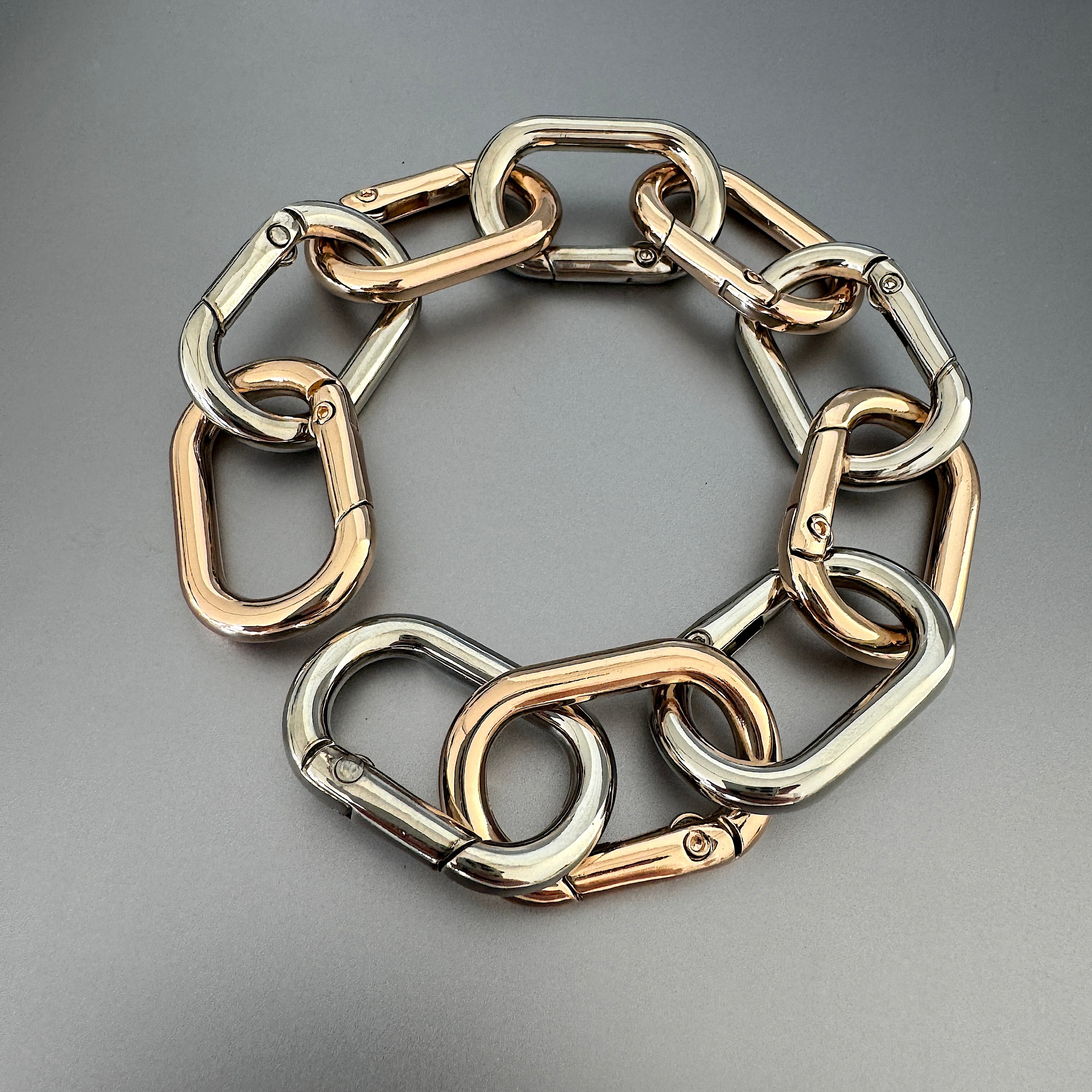 Heavy Duty Link Chain Bracelet - Silver / Rose Gold