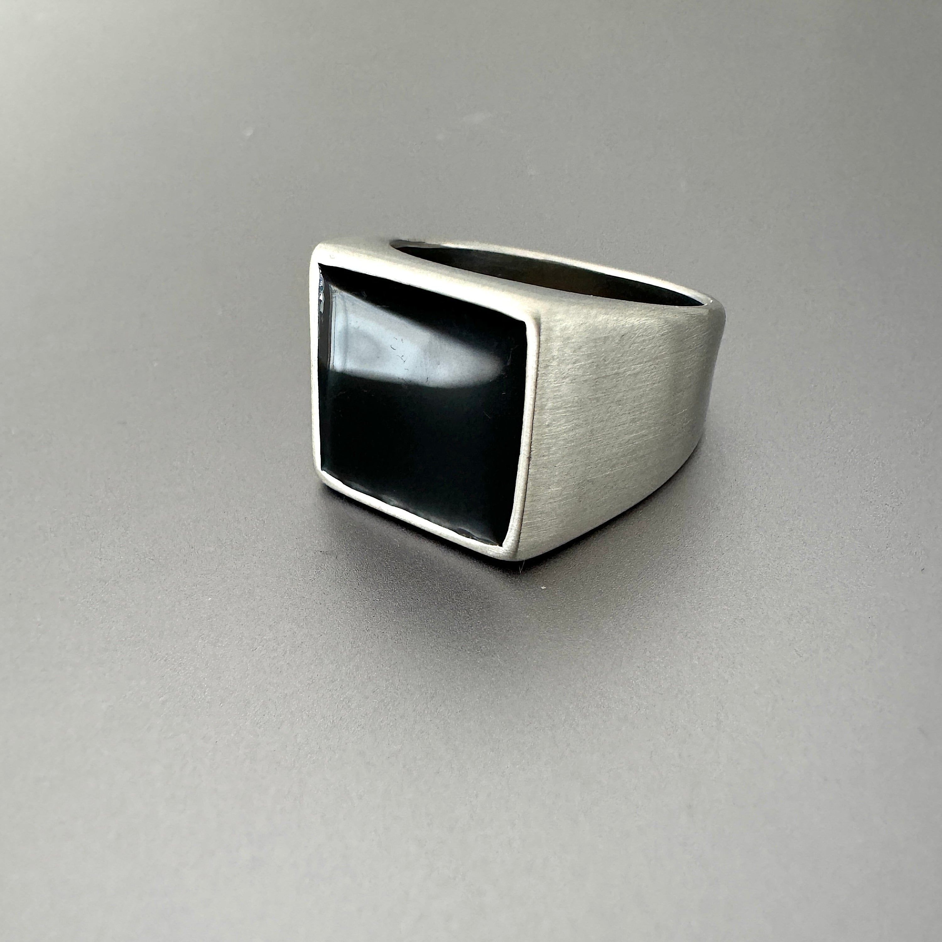 Black Enamel Square Ring