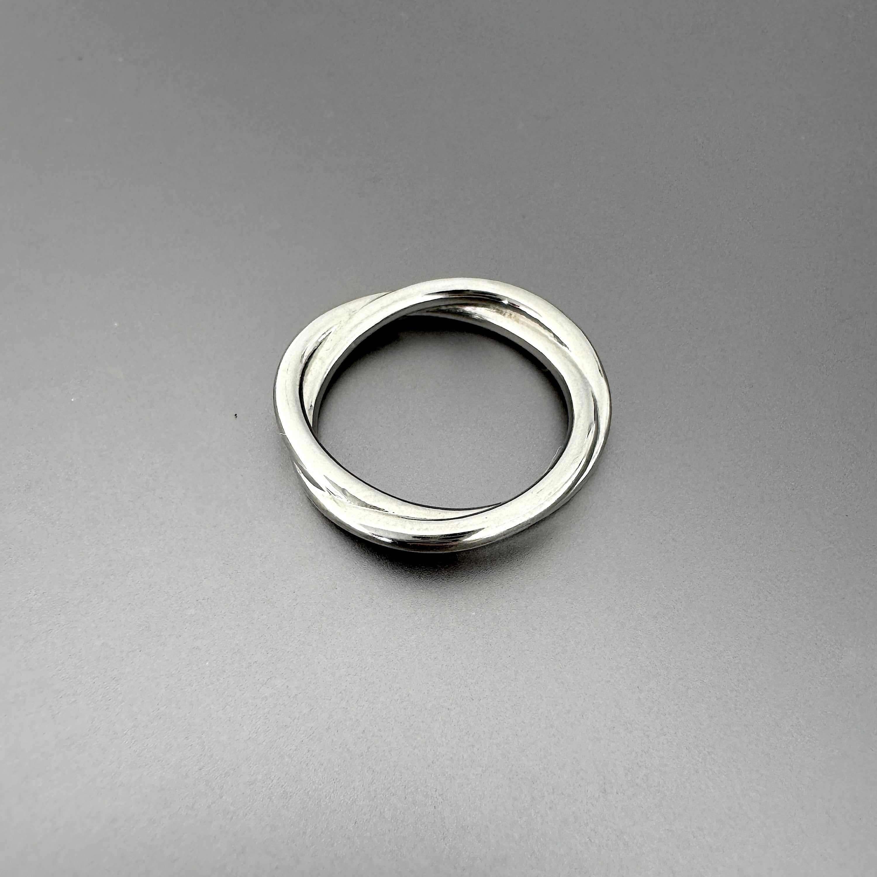 Dual Band Twisted Slim Ring | Silver Stainless Steel | 4mm