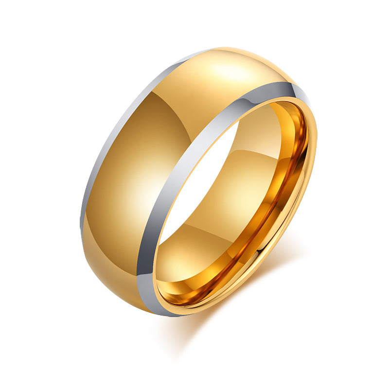 Men's Tungsten Ring - Gold with Silver Accent, 8mm