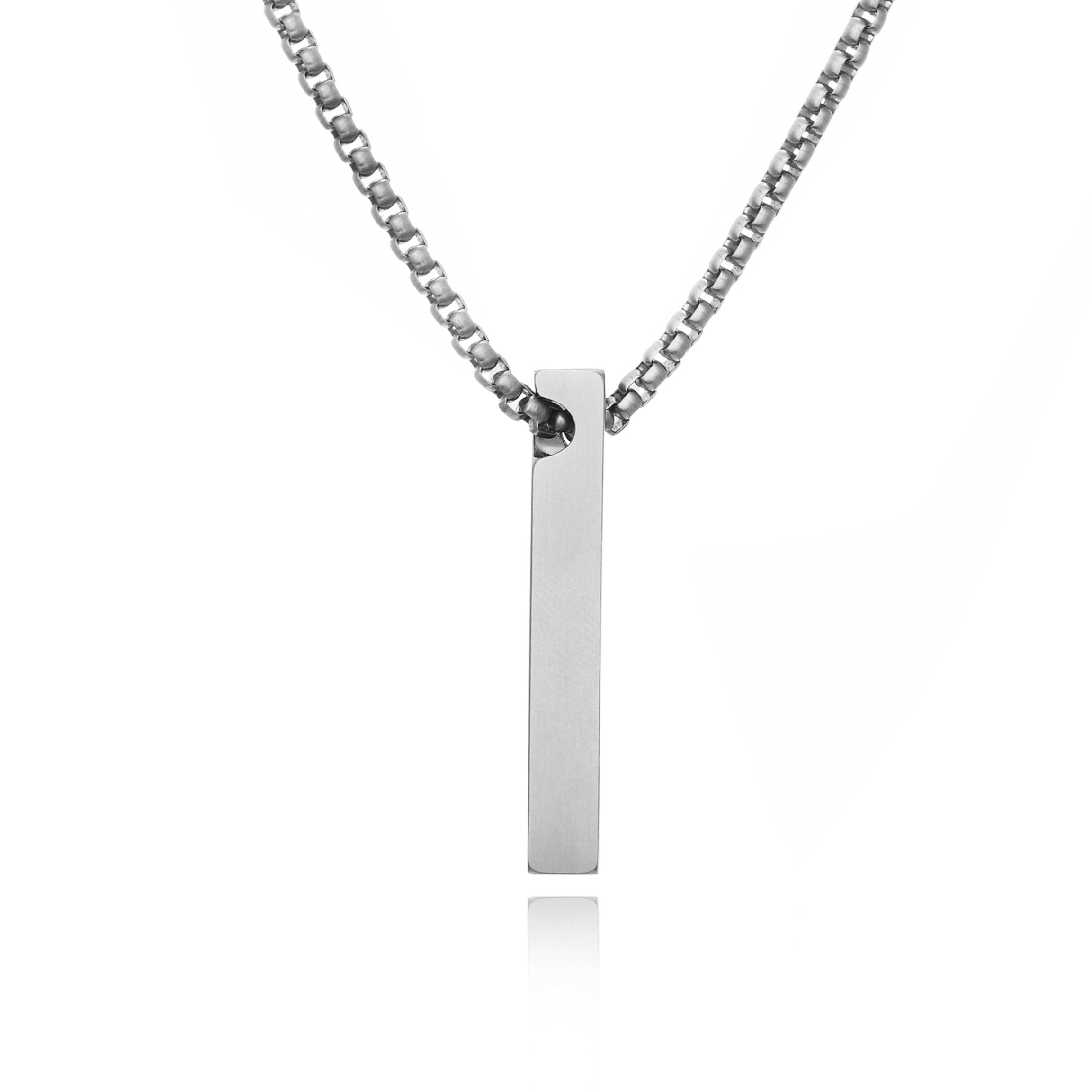 Silver Bar Pendant Necklace