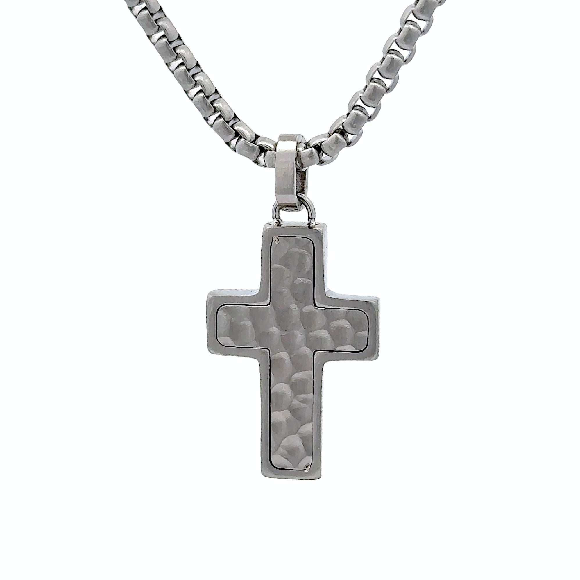 Small Hammered Silver Cross Pendant Necklace