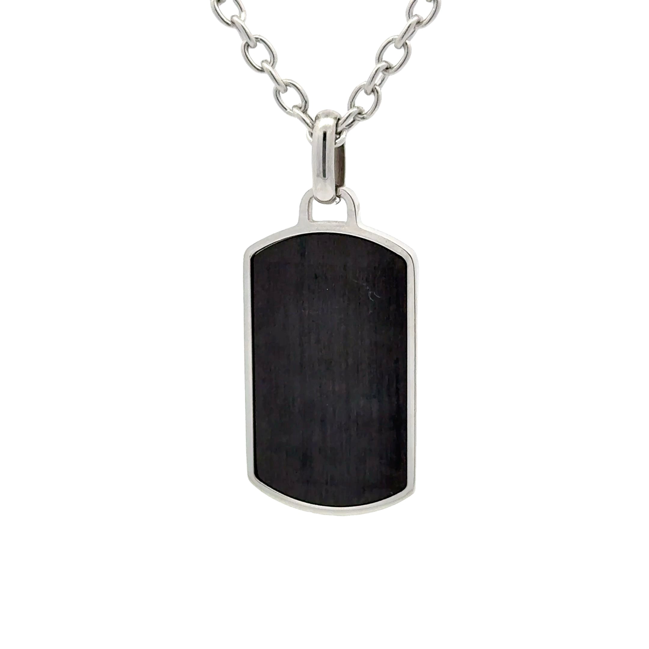 Silver Tag Pendant Necklace Carbon Fiber