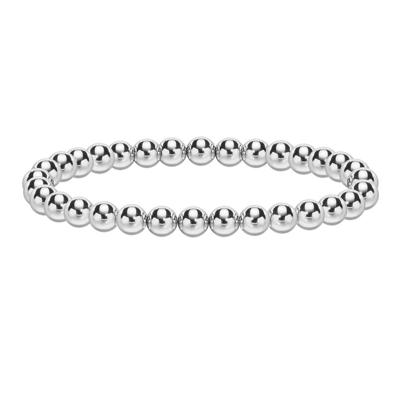 Polished Steel Bead Bracelet, 6mm