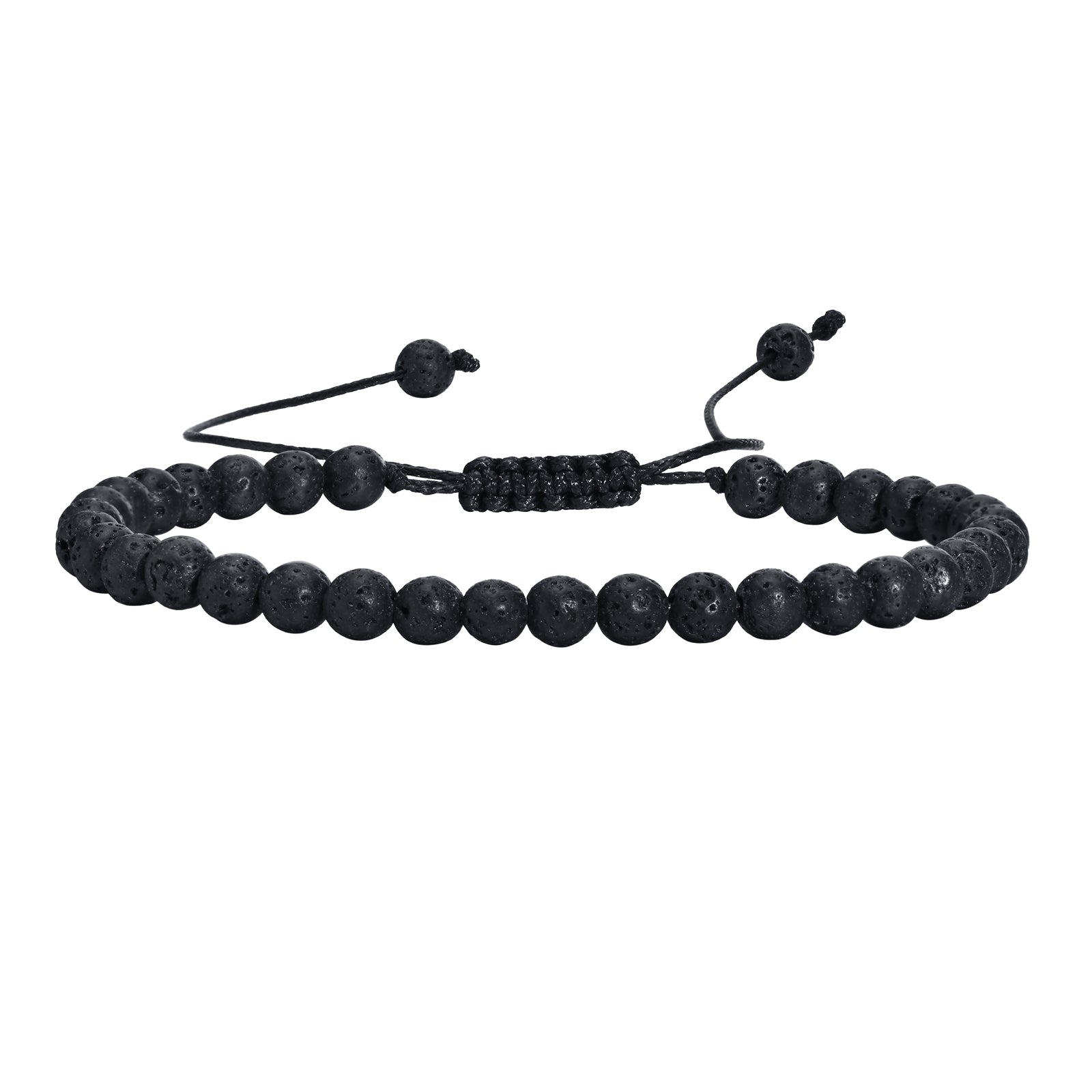 Black Lava Stone Beaded Bracelet, 4mm