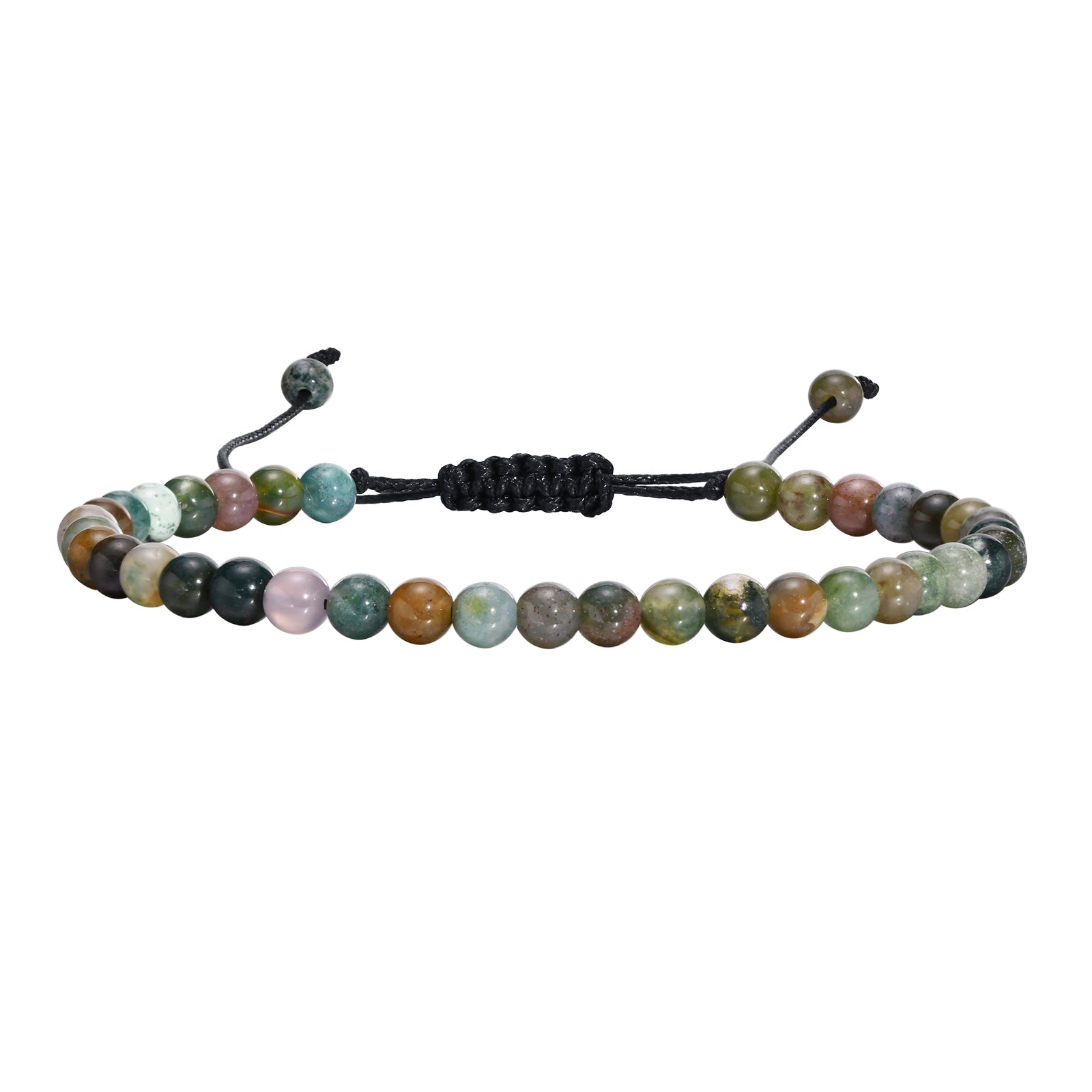 Moss Agate & Moonstone Beaded Bracelet, 4mm