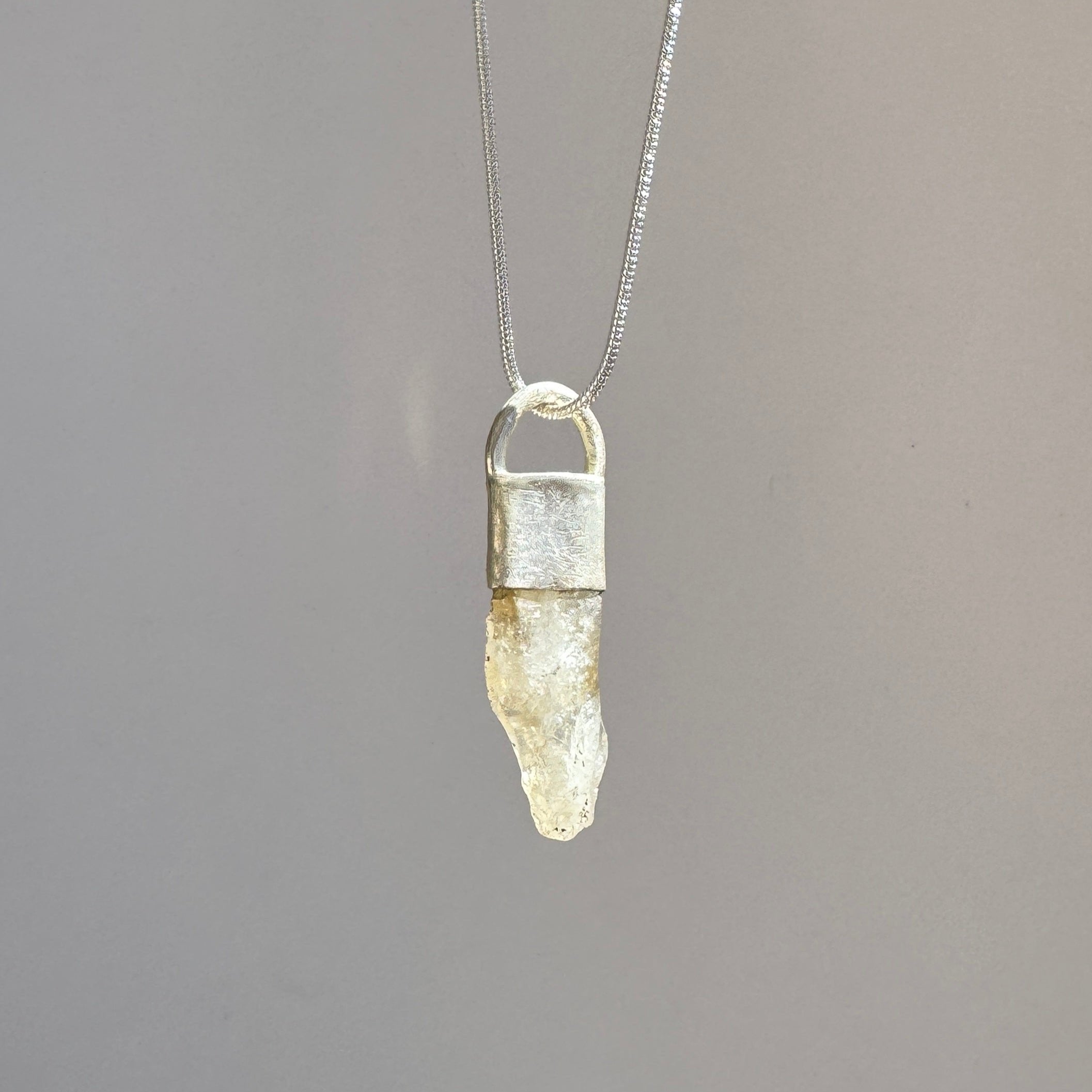 Natural Quartz Pendant necklace on sterling silver