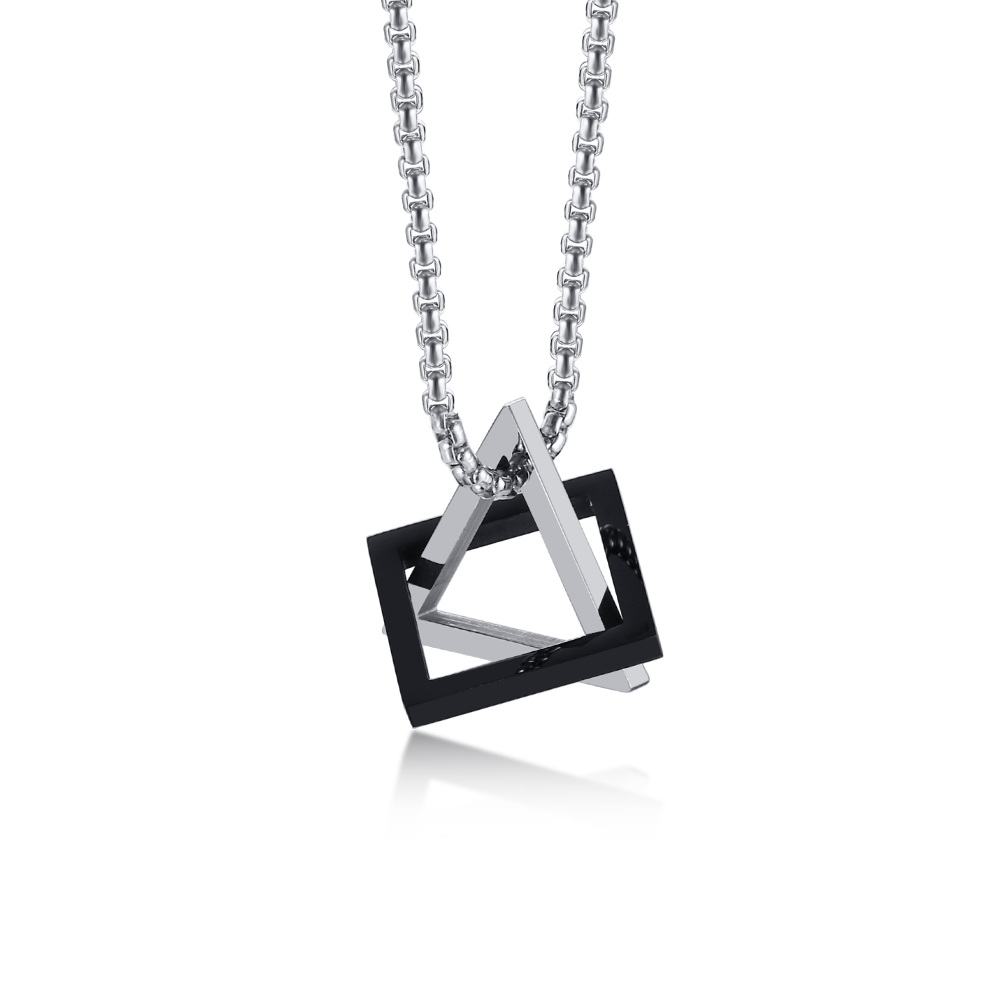 Geometric Interlocking Triangle Square Pendant