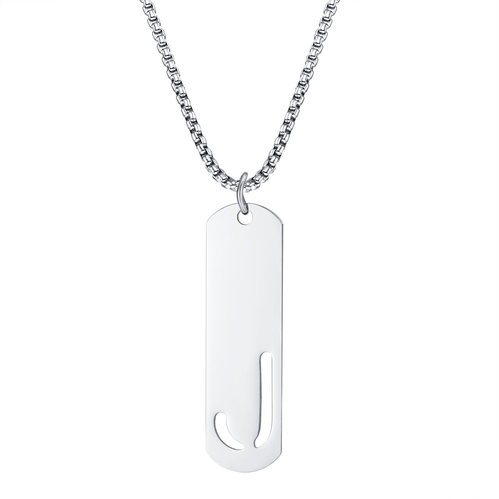 Men's Slim Cutout Initial Letter Pendant Necklace A-Z