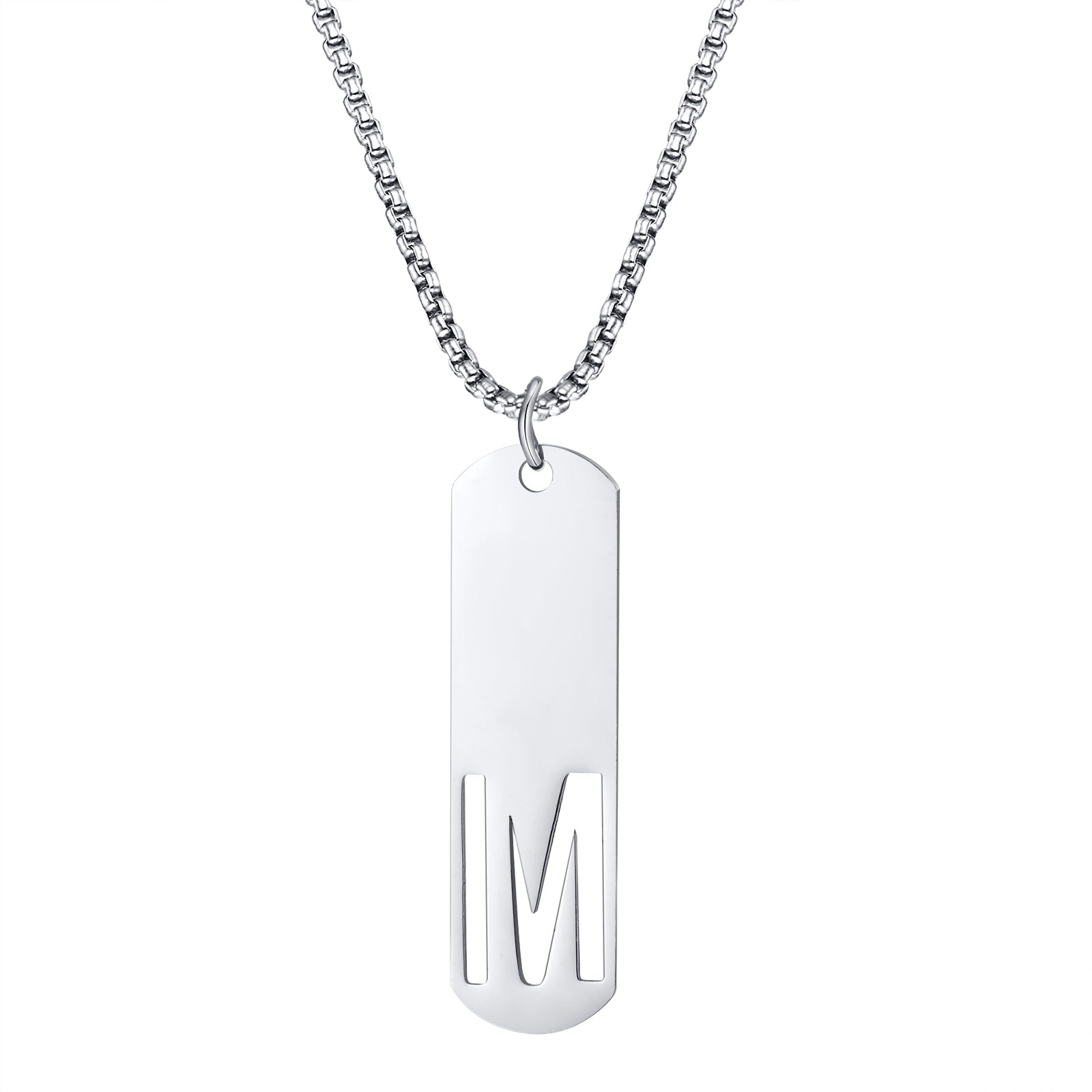 Men's Slim Cutout Initial Letter Pendant Necklace A-Z