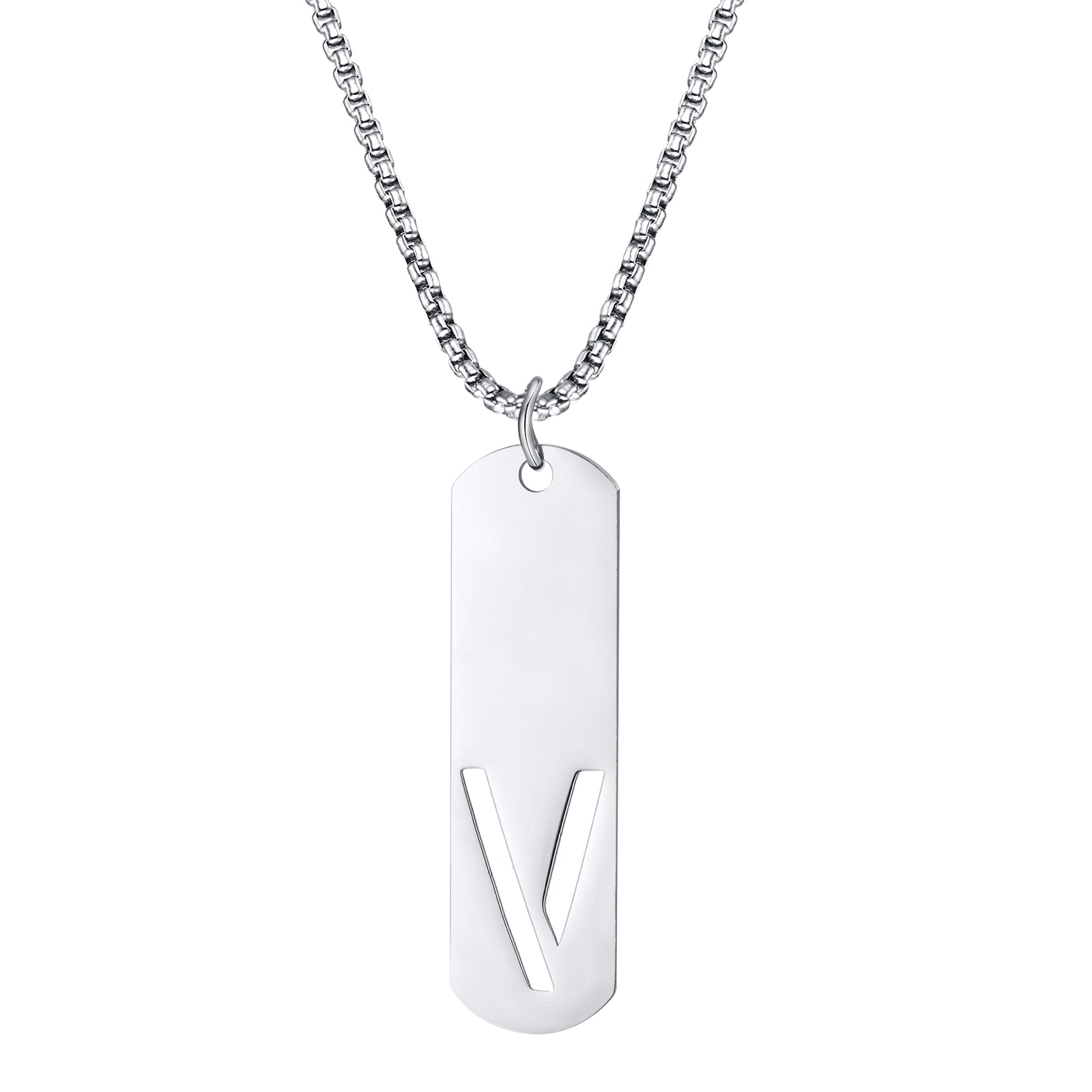 Men's Slim Cutout Initial Letter Pendant Necklace A-Z