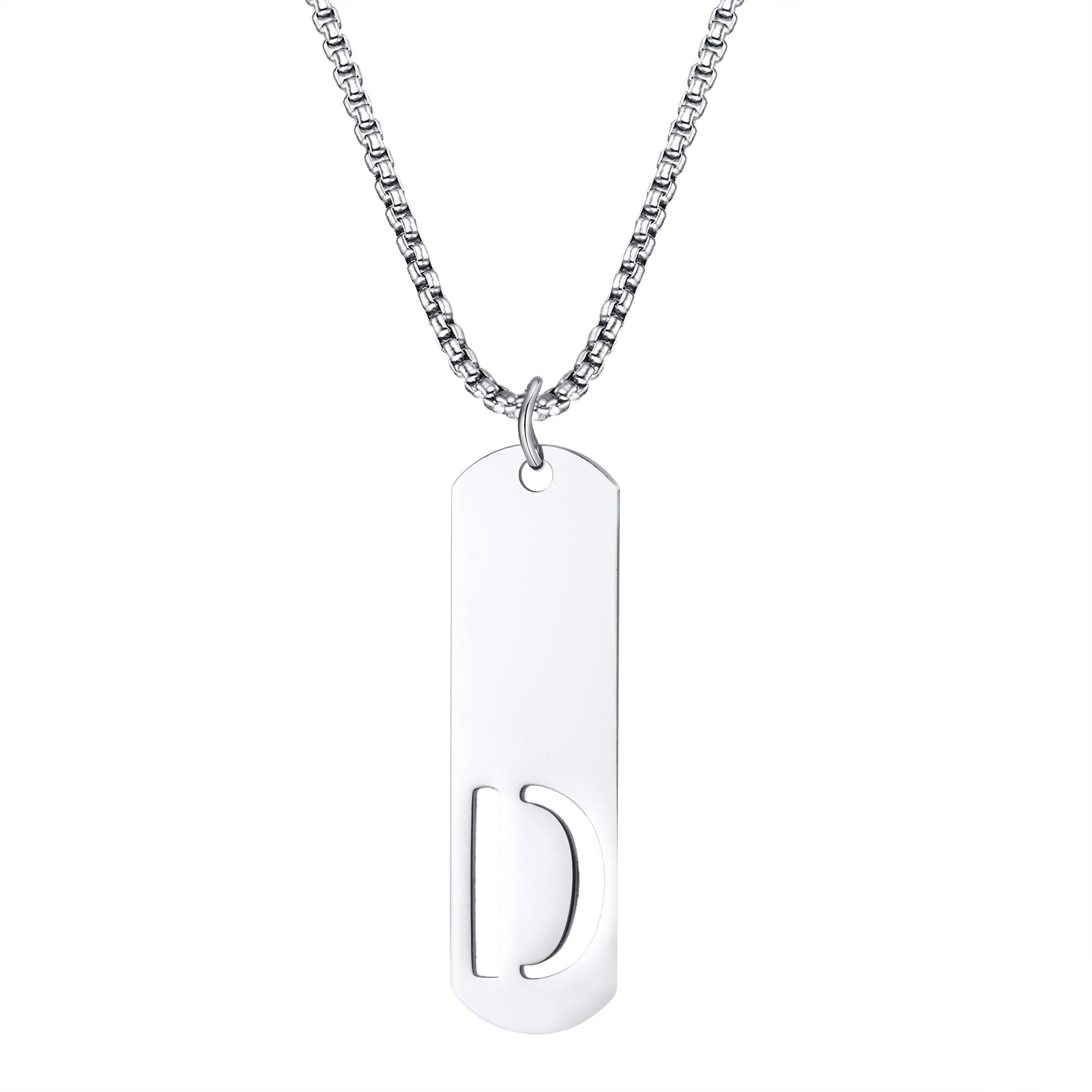 Men's Slim Cutout Initial Letter Pendant Necklace A-Z