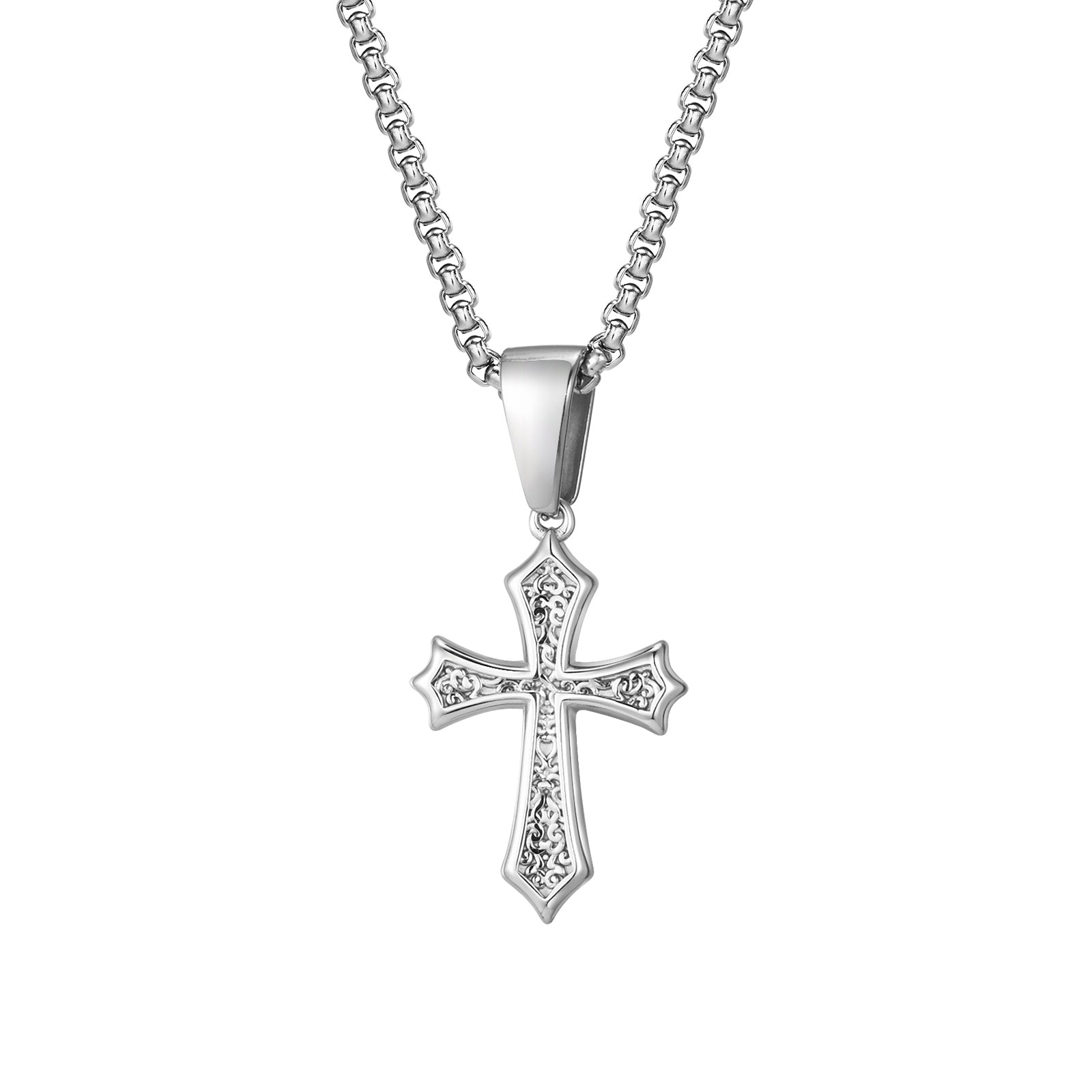 Men's Gothic Cross Pendant Necklace with Chain, 26mm