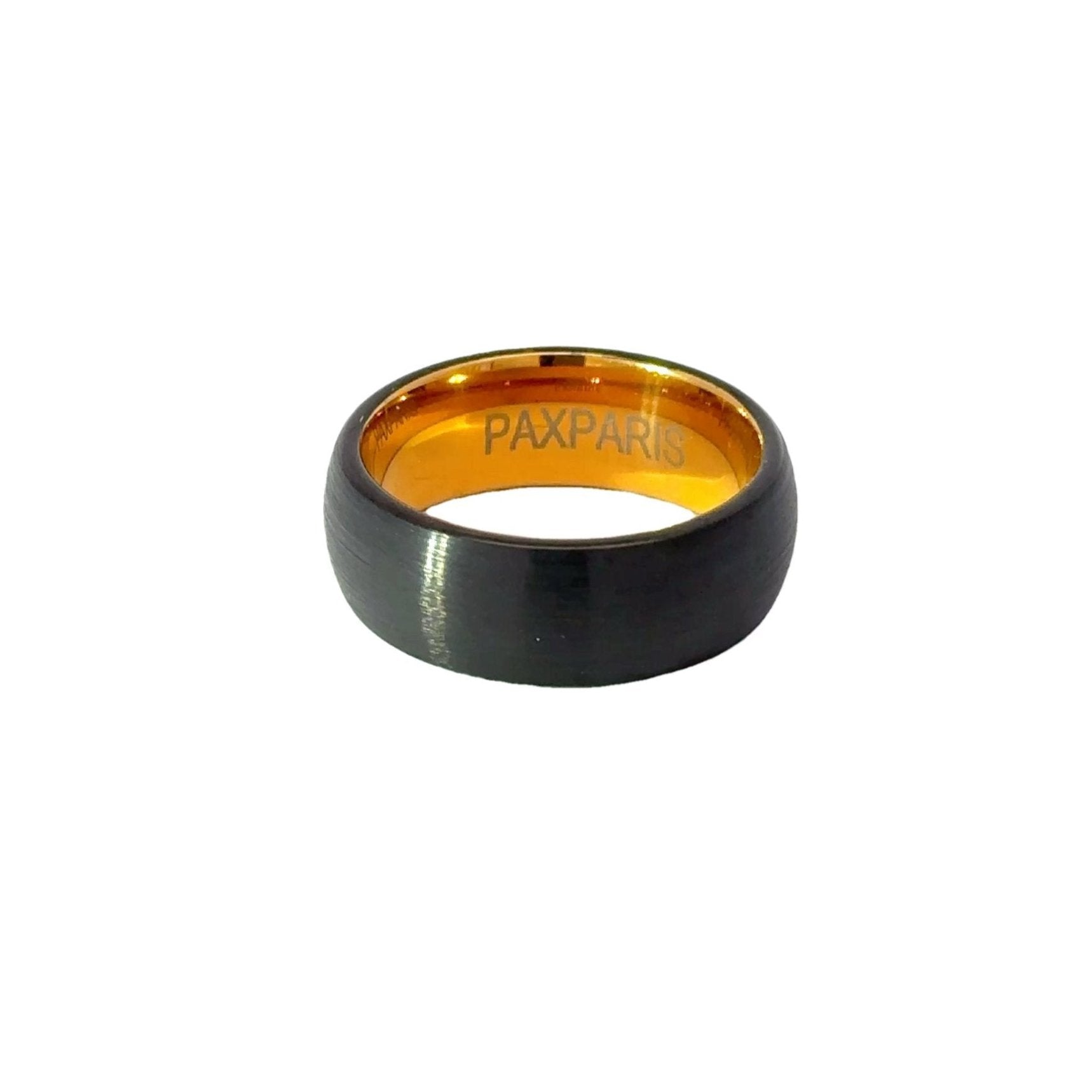 Men's Tungsten Ring - Brushed Black with Gold, 8mm