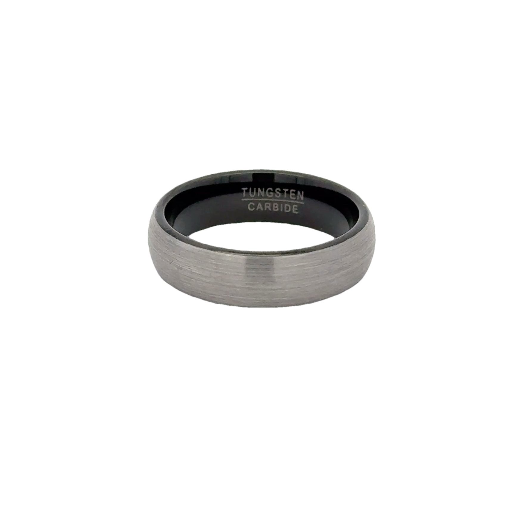 Men's Tungsten Ring - Brushed Silver with Black, 6mm