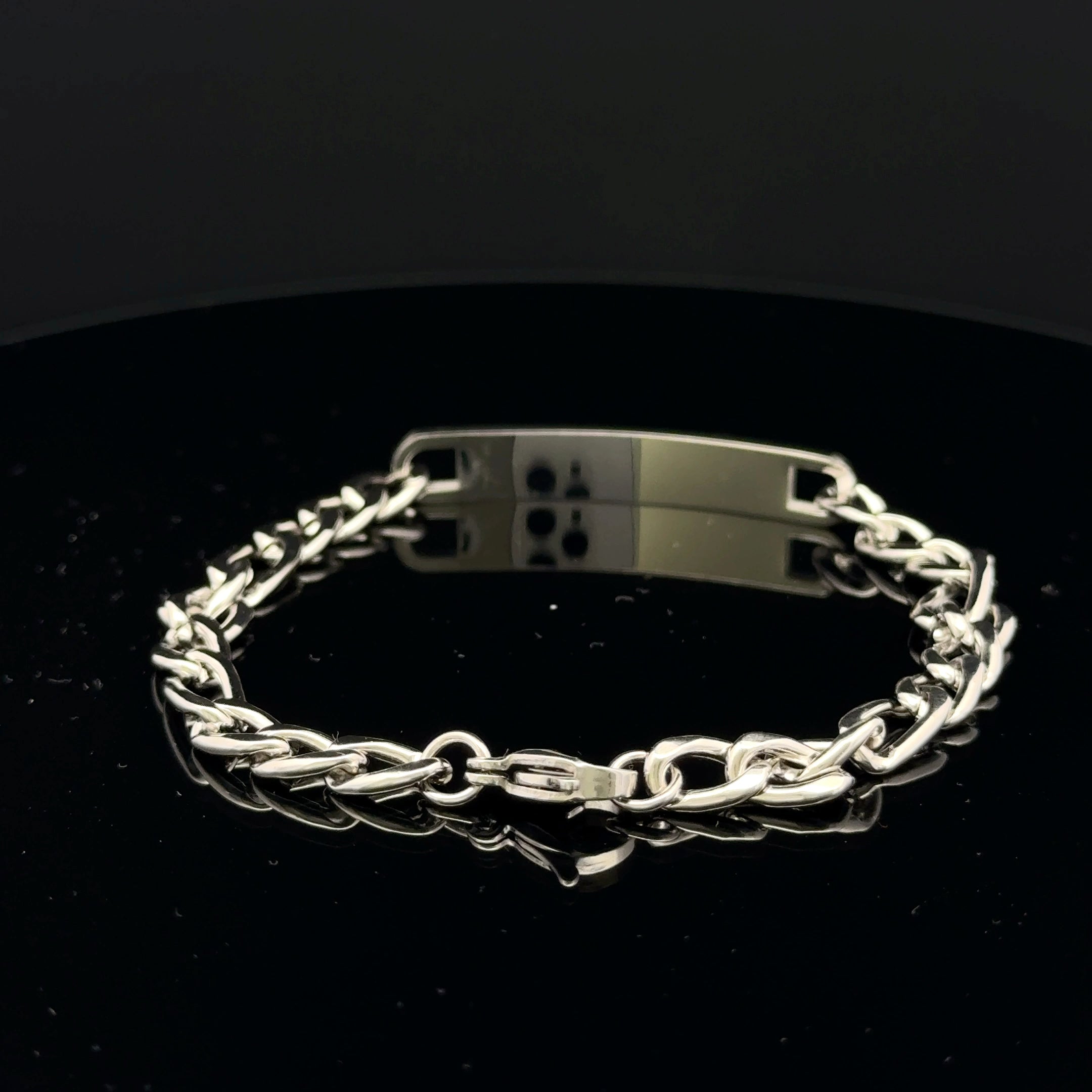 Name Tag Bracelet, Figaro Chain, 6.8mm