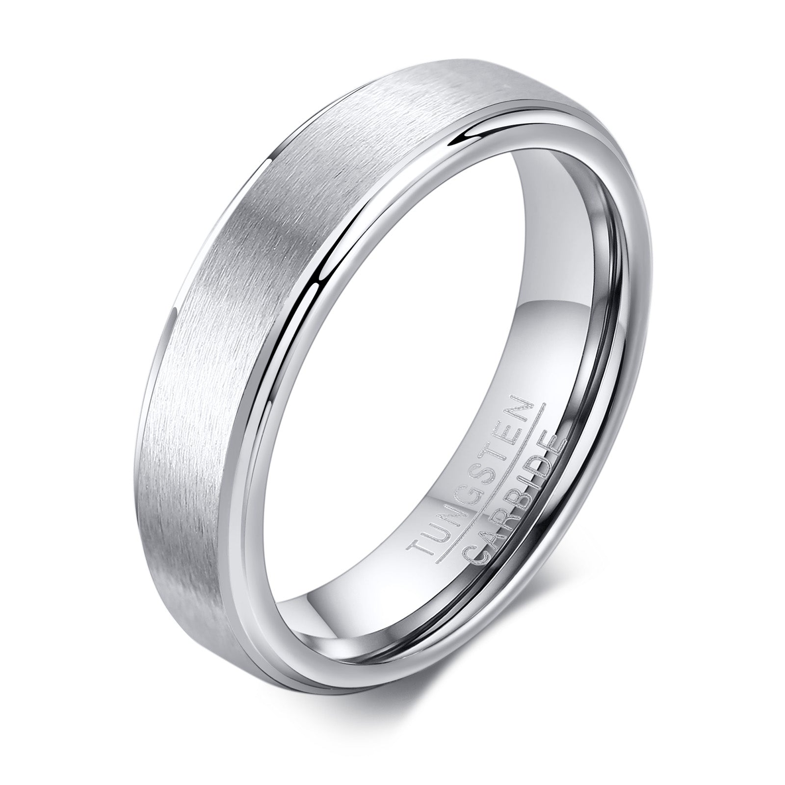 Men's Tungsten Ring - Brushed Silver, 5mm