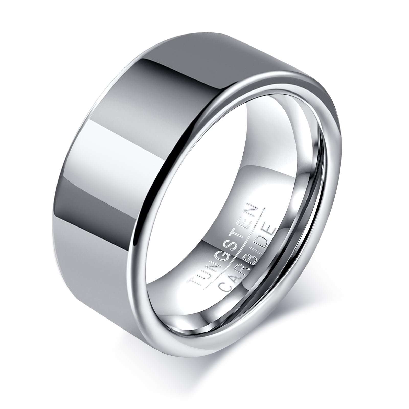 Men's Tungsten Ring - Bold Polished Silver, 8mm