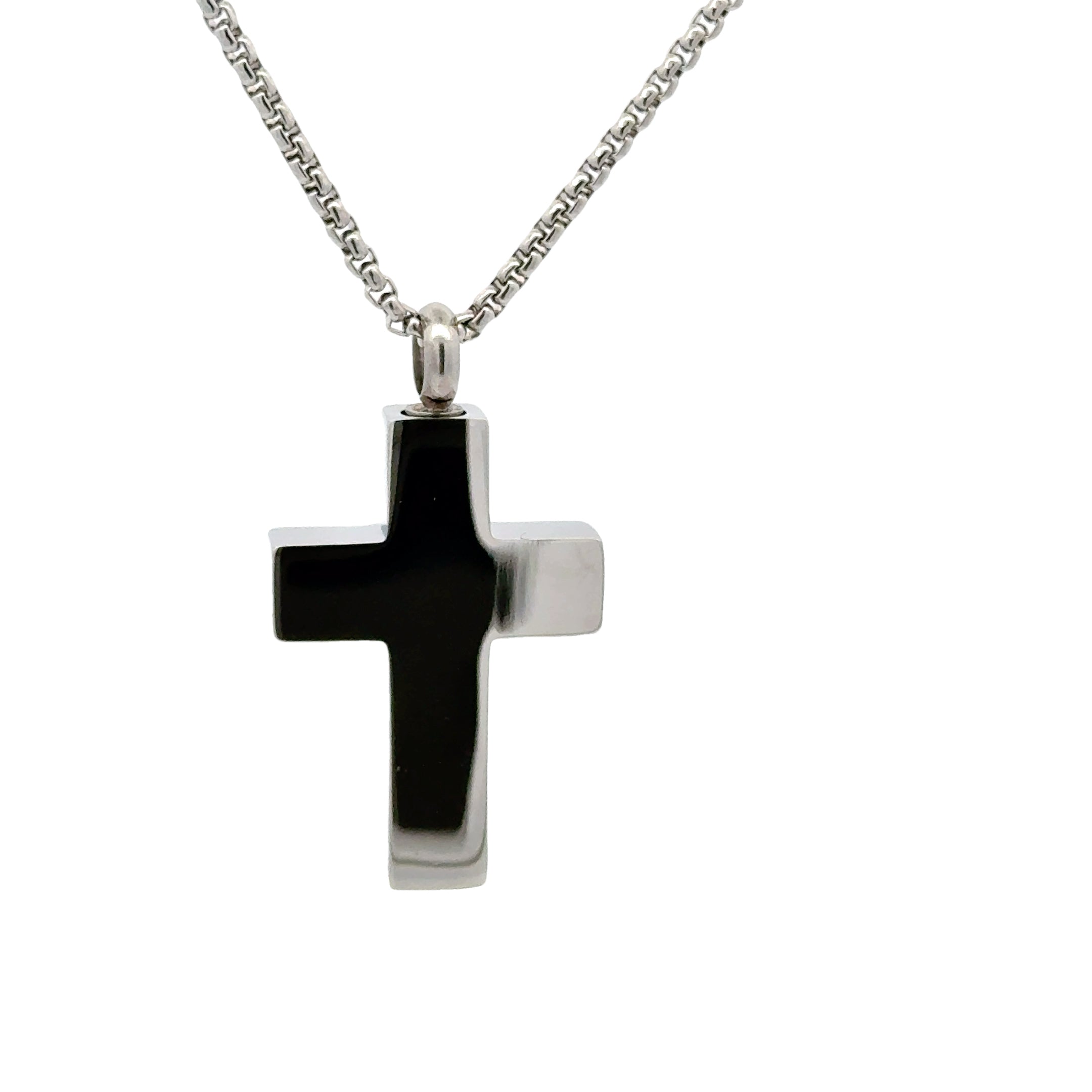 Men's Black Cross Pendant Necklace with Chain, 32mm