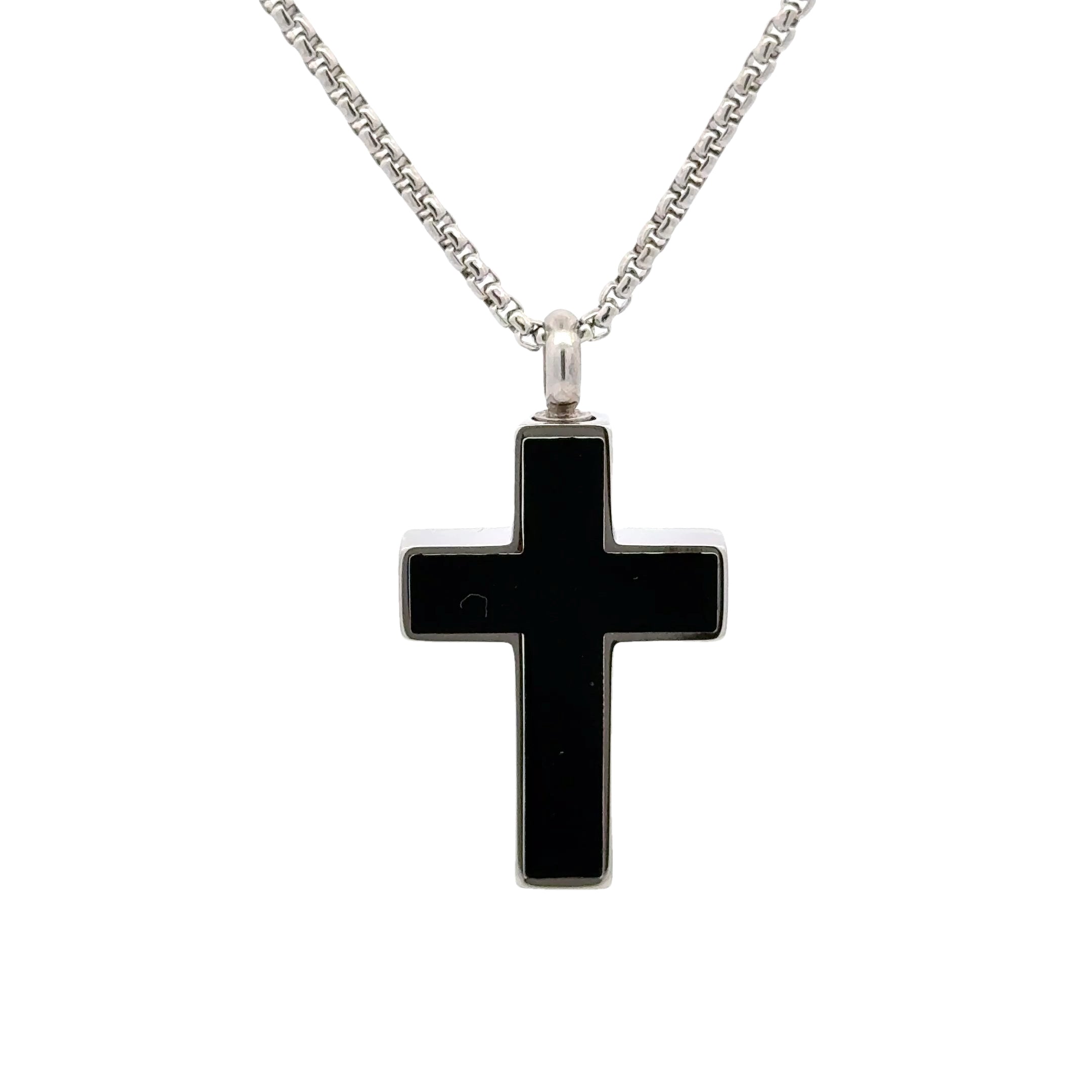 Men's Black Cross Pendant Necklace with Chain, 32mm