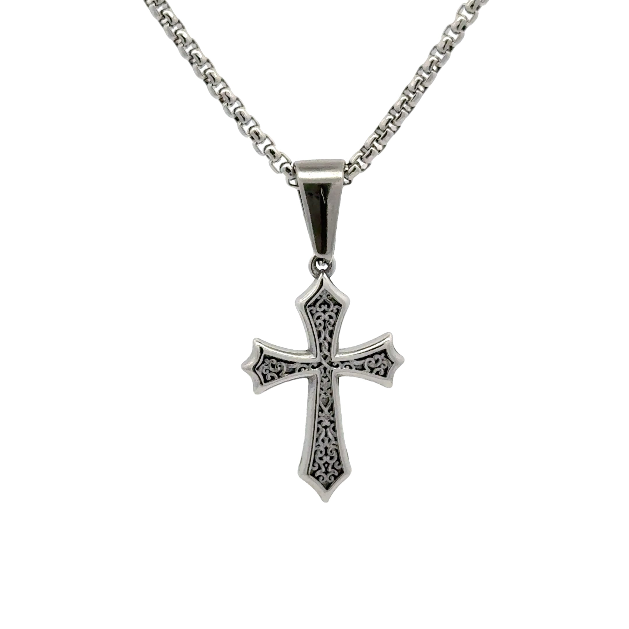 Men's Gothic Cross Pendant Necklace with Chain, 26mm