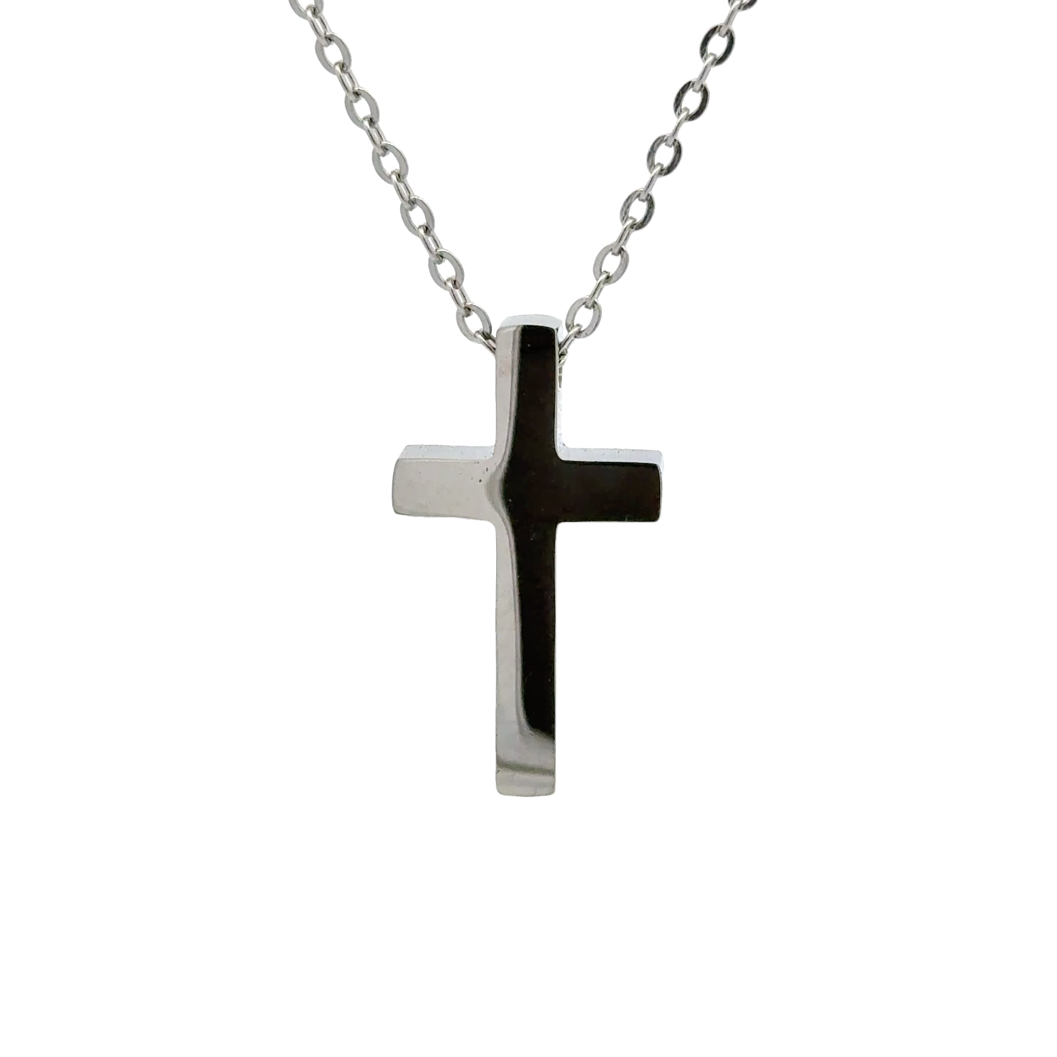 Men's Polished Cross Pendant Necklace with Chain, 30mm