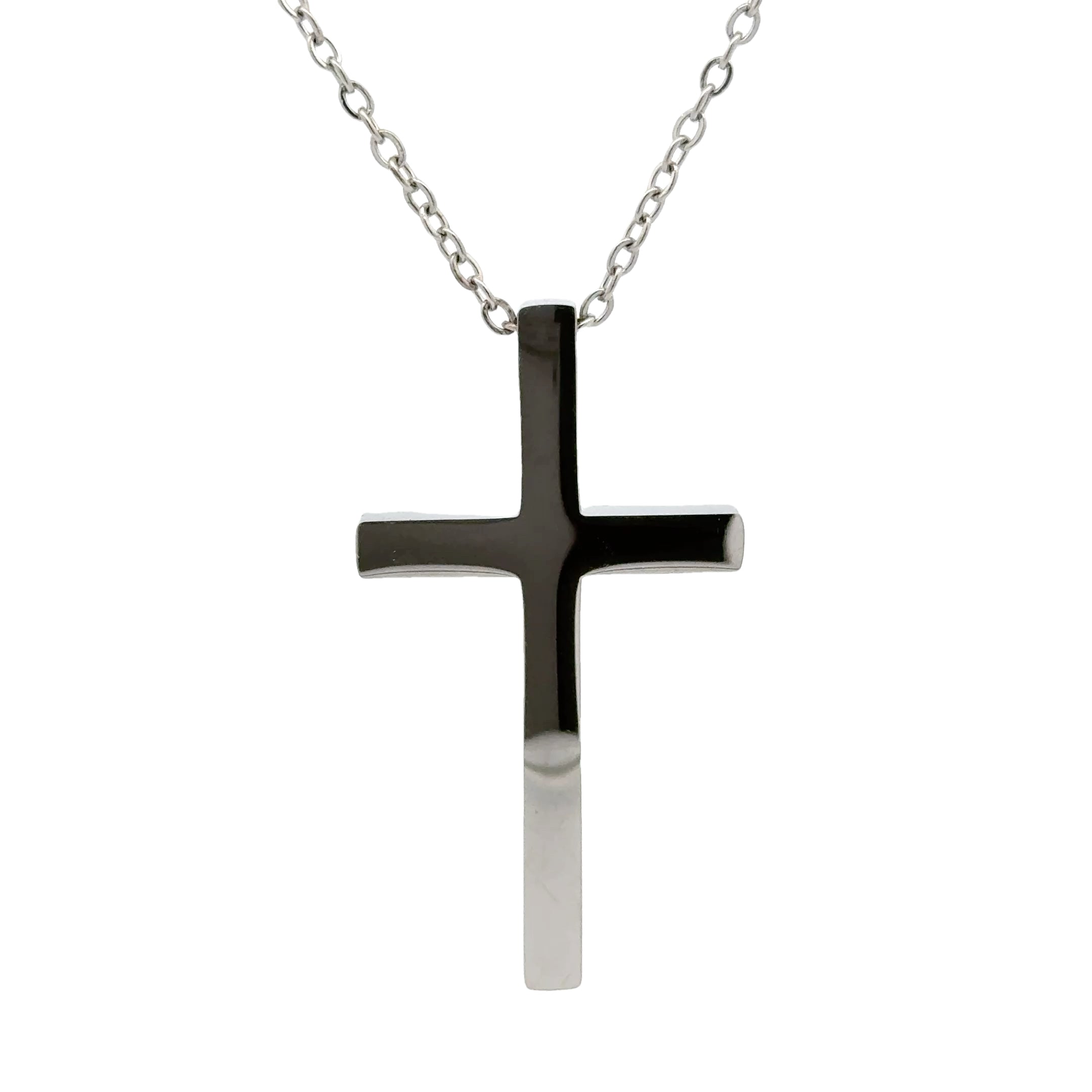 Men's Minimalist Silver Cross Pendant Necklace, 54mm