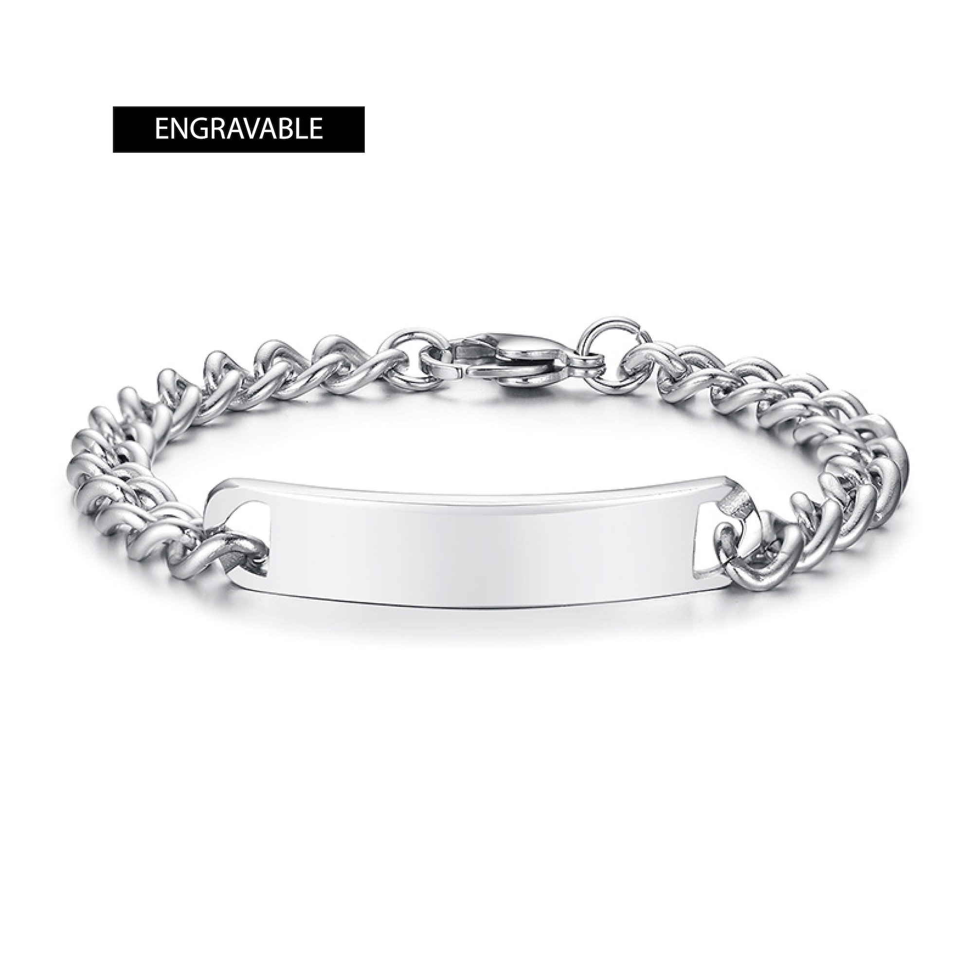 Name Tag Bracelet, Stainless Steel, 8mm