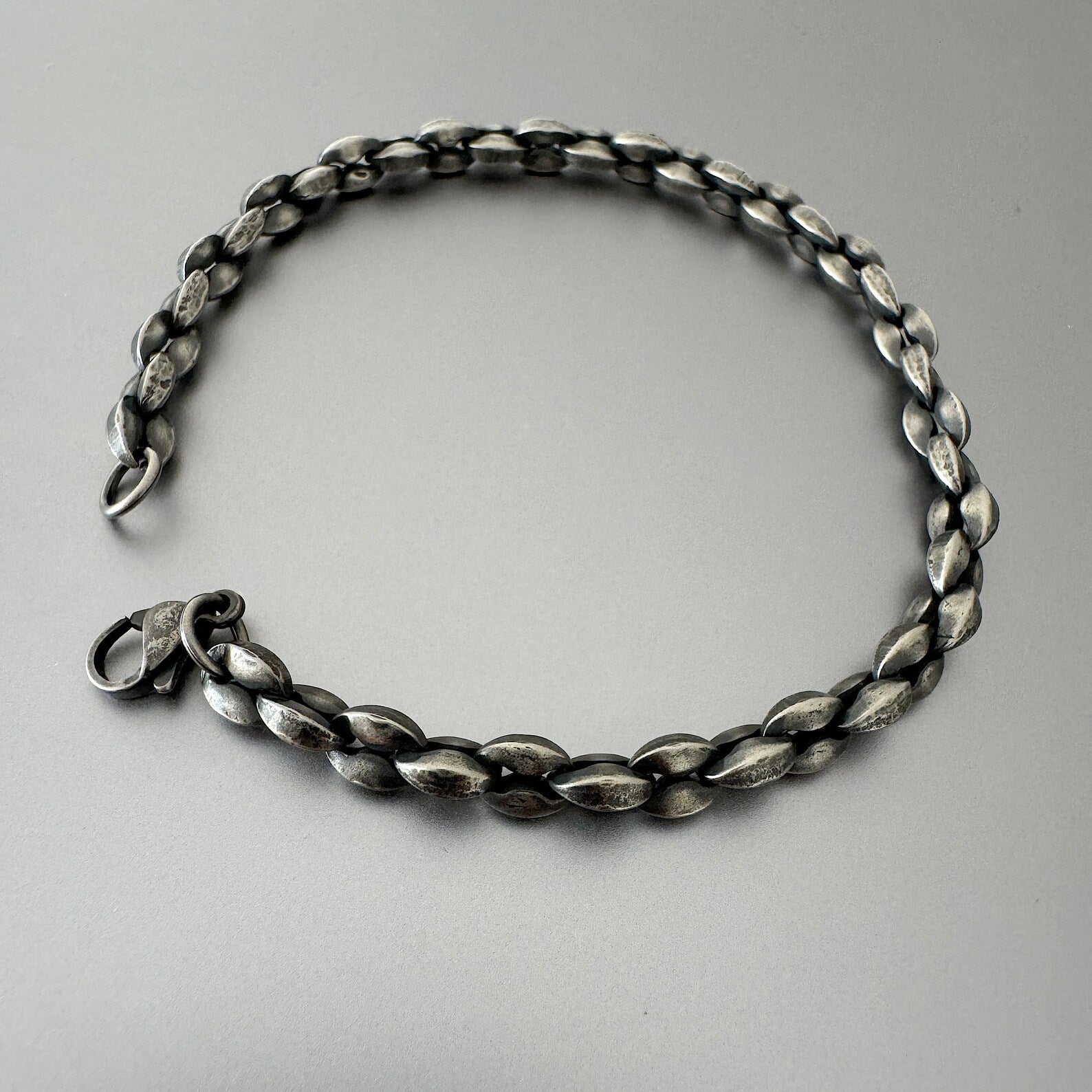 Slim Oxidized Chain Link Bracelet