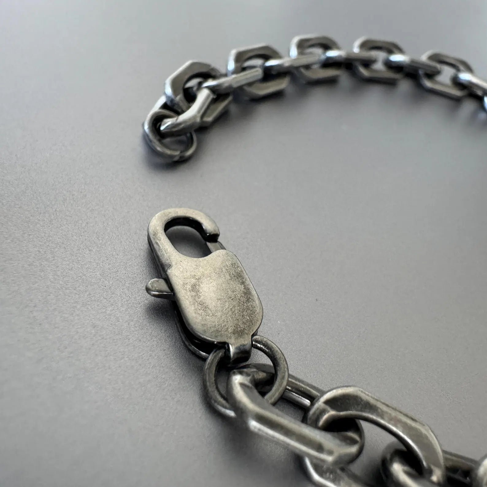 Oval Link Chain Bracelet Oxidized